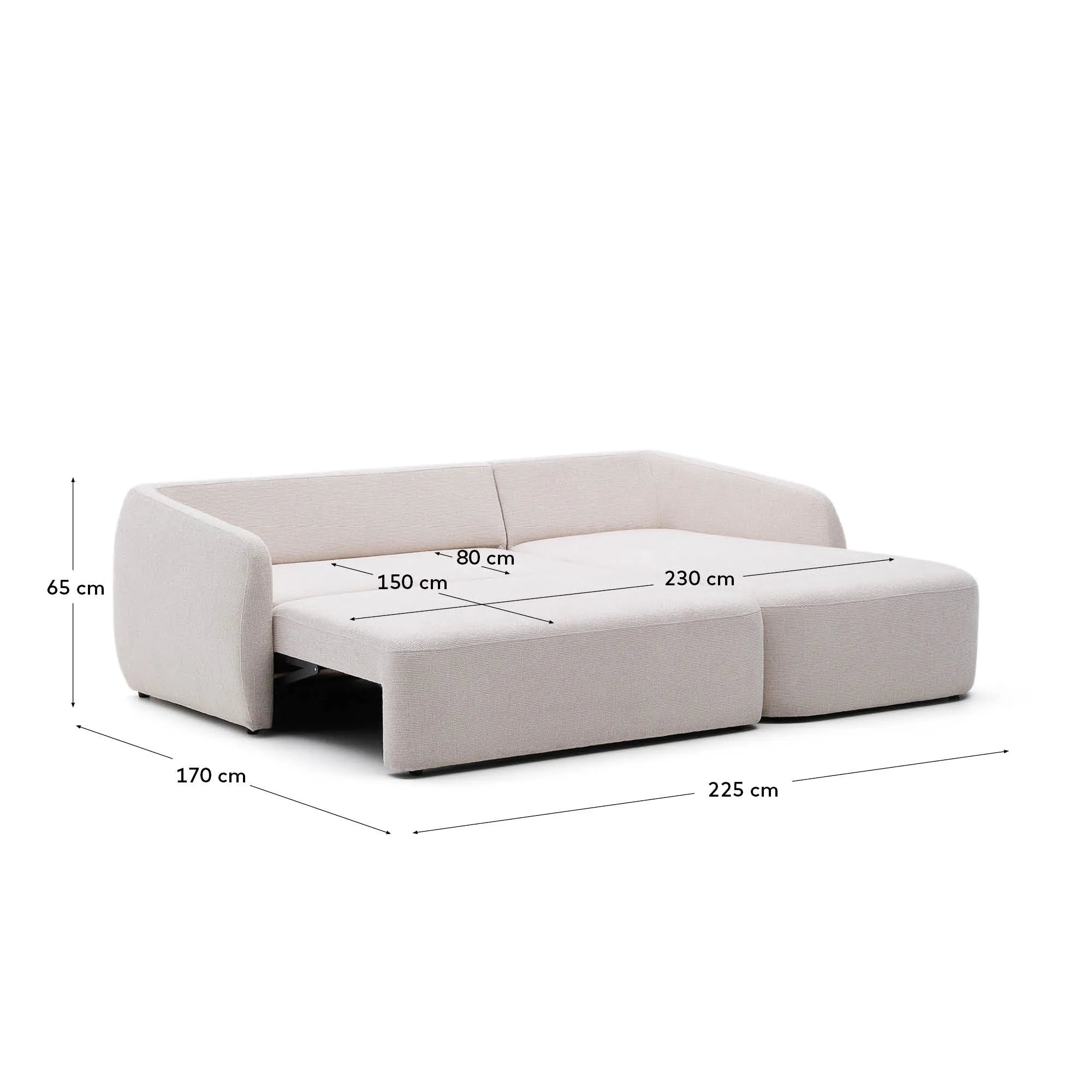 Elegantes Schlafsofa mit Chenille-Bezug, Chaiselongue rechts, FSC-zertifiziert, 246 cm breit, wandelbar zum Bett.