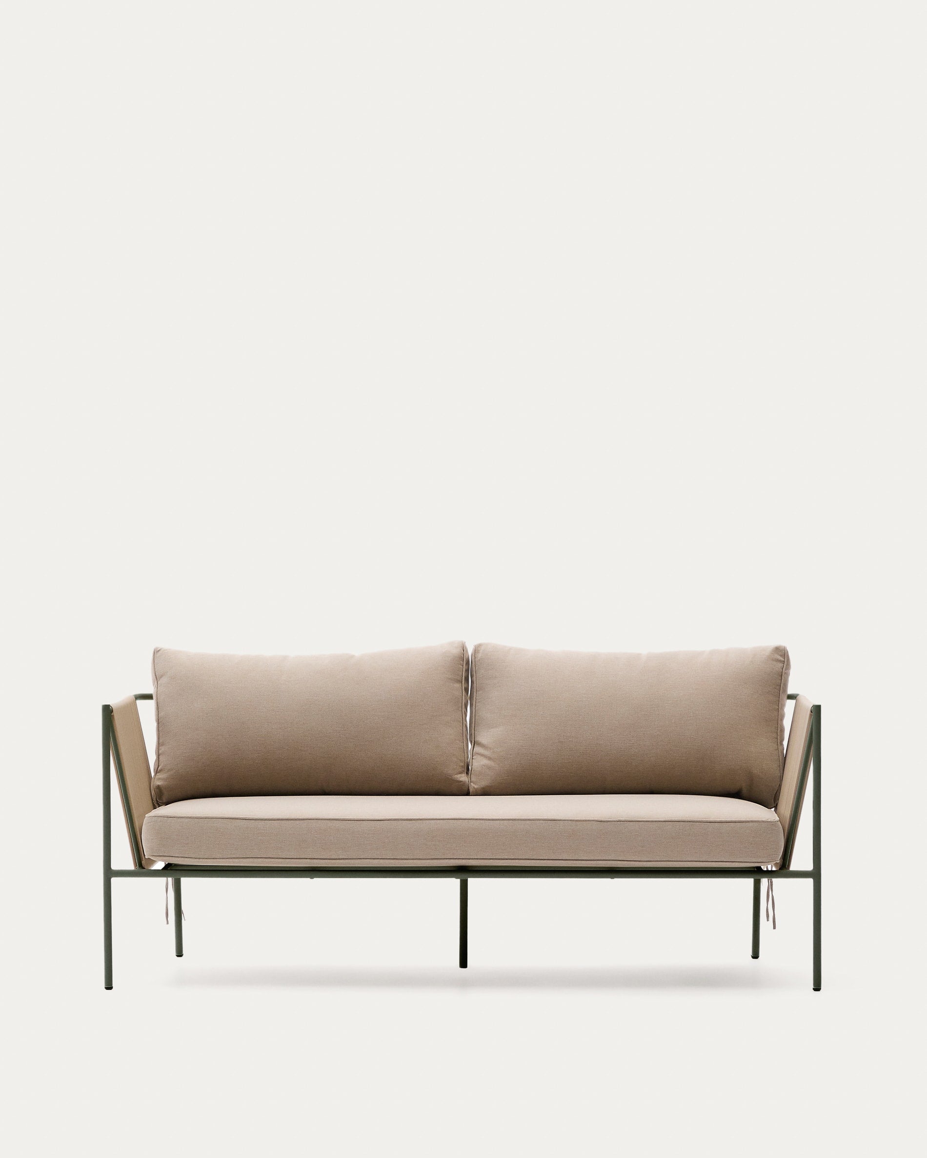 2-Sitzer-Outdoor-Sofa Zivia aus écrufarbenem Seil und grün verzinktem Stahl 177,5 cm in Ecru präsentiert im Onlineshop von KAQTU Design AG. Lounge Sofa ist von Kave Home