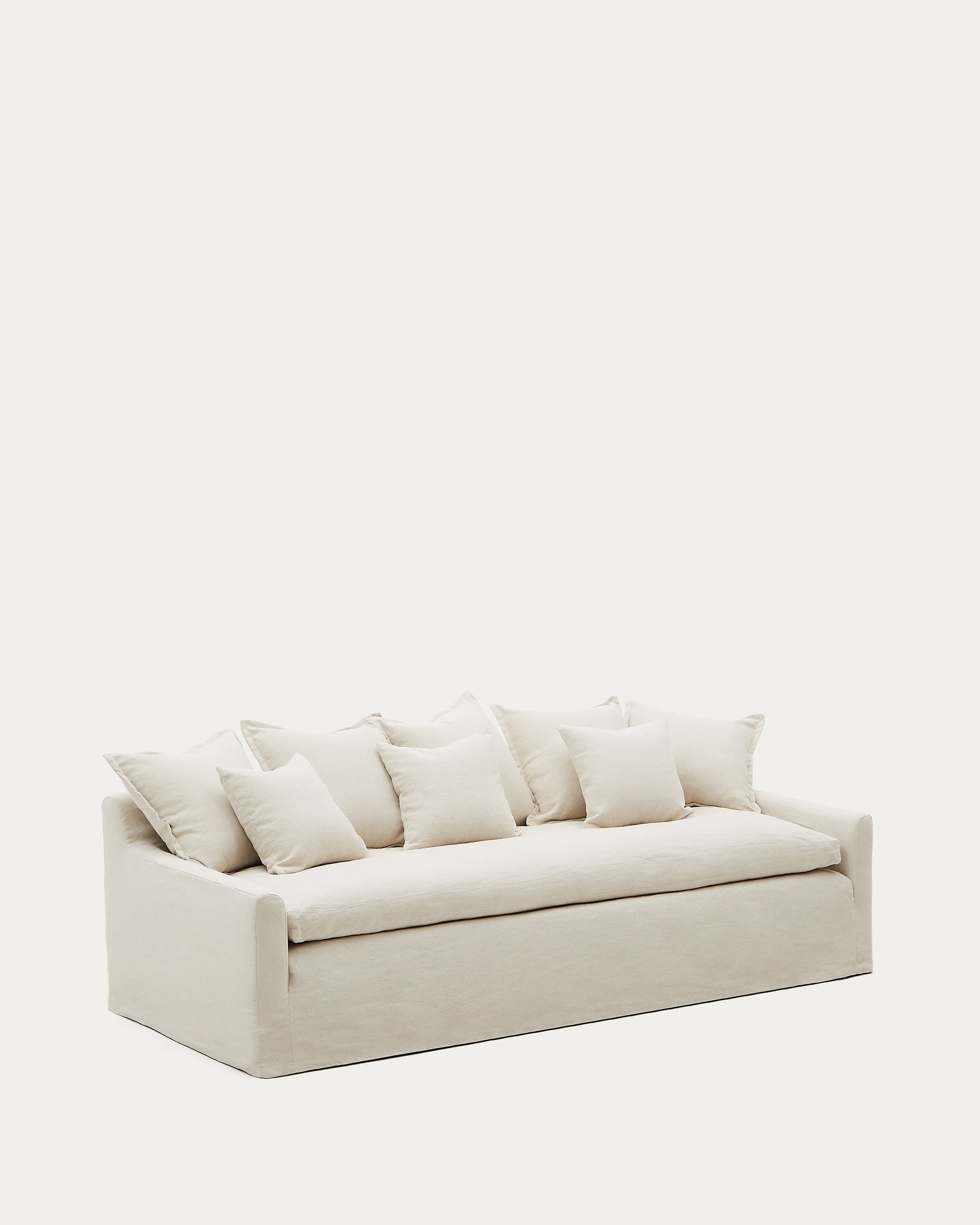 Zenira 3-Sitzer-Sofa mit abnehmbarem Bezug und Kissen aus Baumwolle und Leinen beige 230 cm in Beige präsentiert im Onlineshop von KAQTU Design AG. 3er Sofa ist von Kave Home