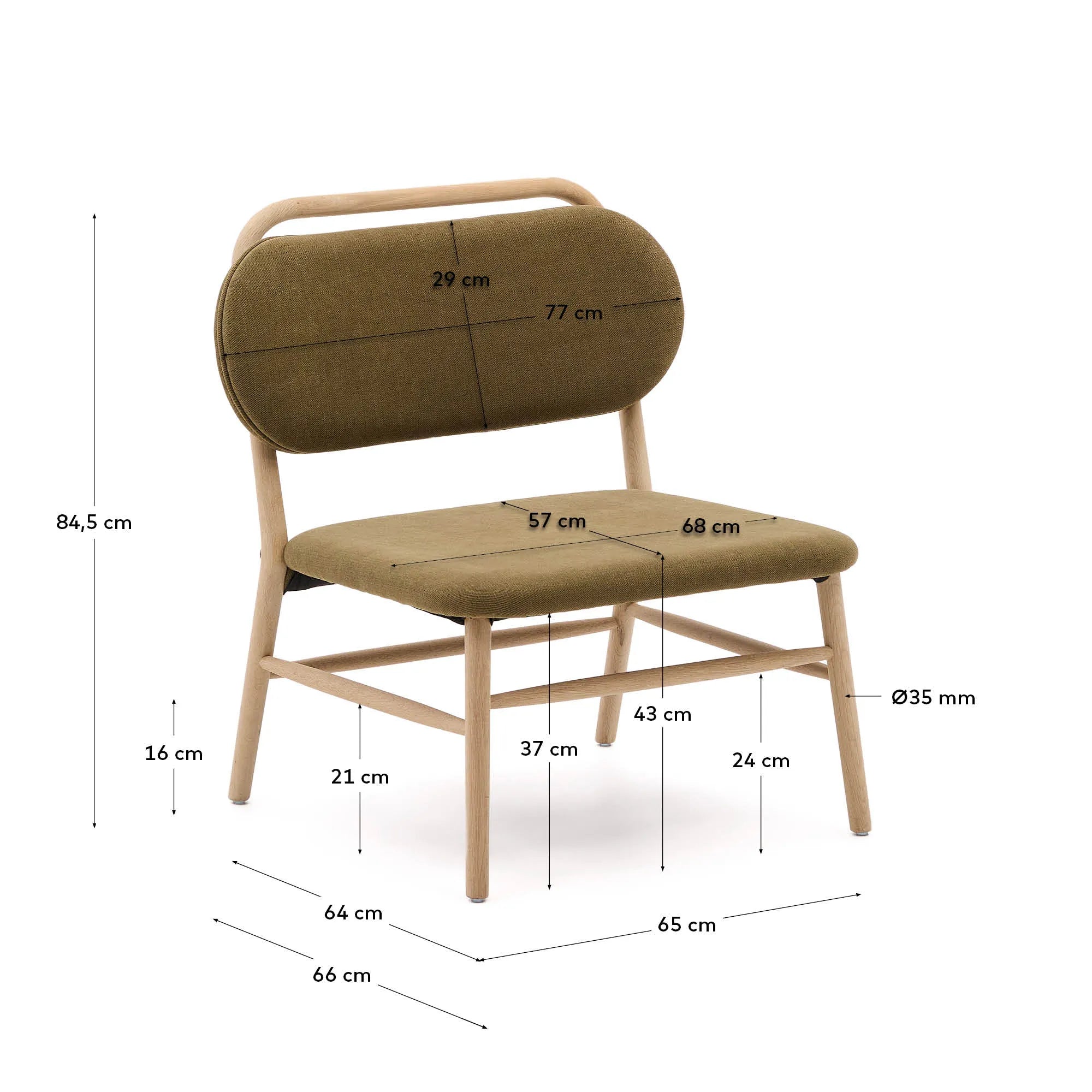 Eleganter Sessel aus grünem Chenille und Eichenholz, vereint Komfort, Stil und Nachhaltigkeit mit FSC-zertifiziertem Holz.