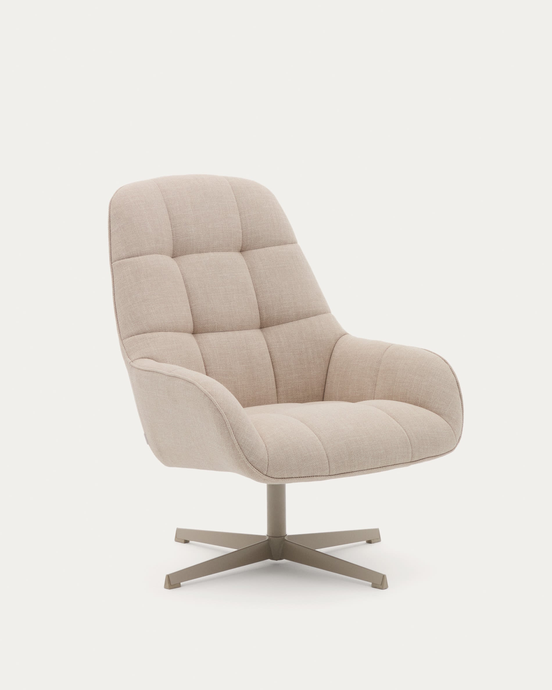 Drehsessel Jaspe beige und Metall mit grauer Oberfläche FSC 100% in Beige präsentiert im Onlineshop von KAQTU Design AG. Sessel ist von Kave Home