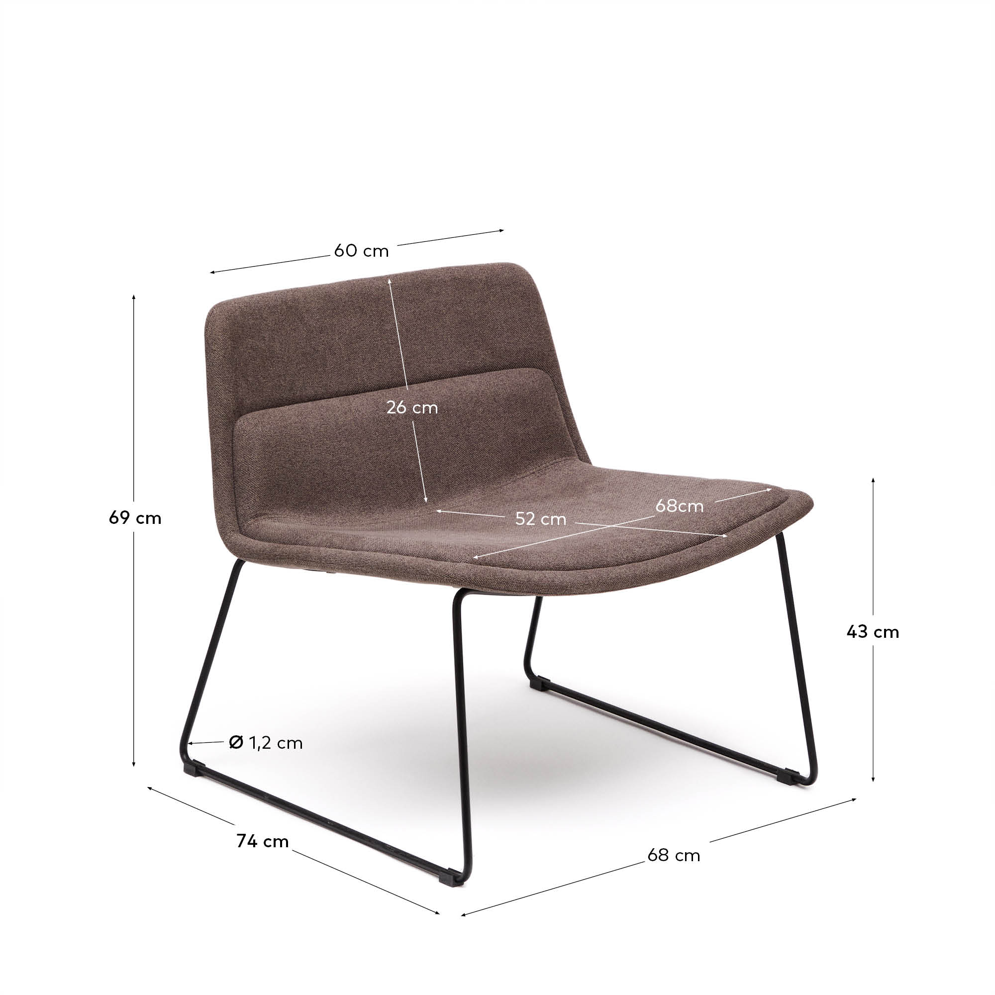 Sessel Zahara aus braunem Stahl mit schwarzem Finish FSC 100%   in Hellbraun präsentiert im Onlineshop von KAQTU Design AG. Sessel ist von Kave Home