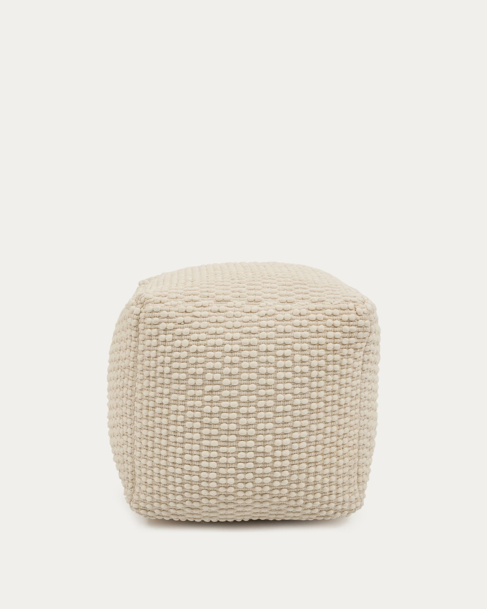 Mascarell Pouf aus Baumwolle und Polyester weiss 45 x 45 cm in  präsentiert im Onlineshop von KAQTU Design AG. Pouf ist von Kave Home