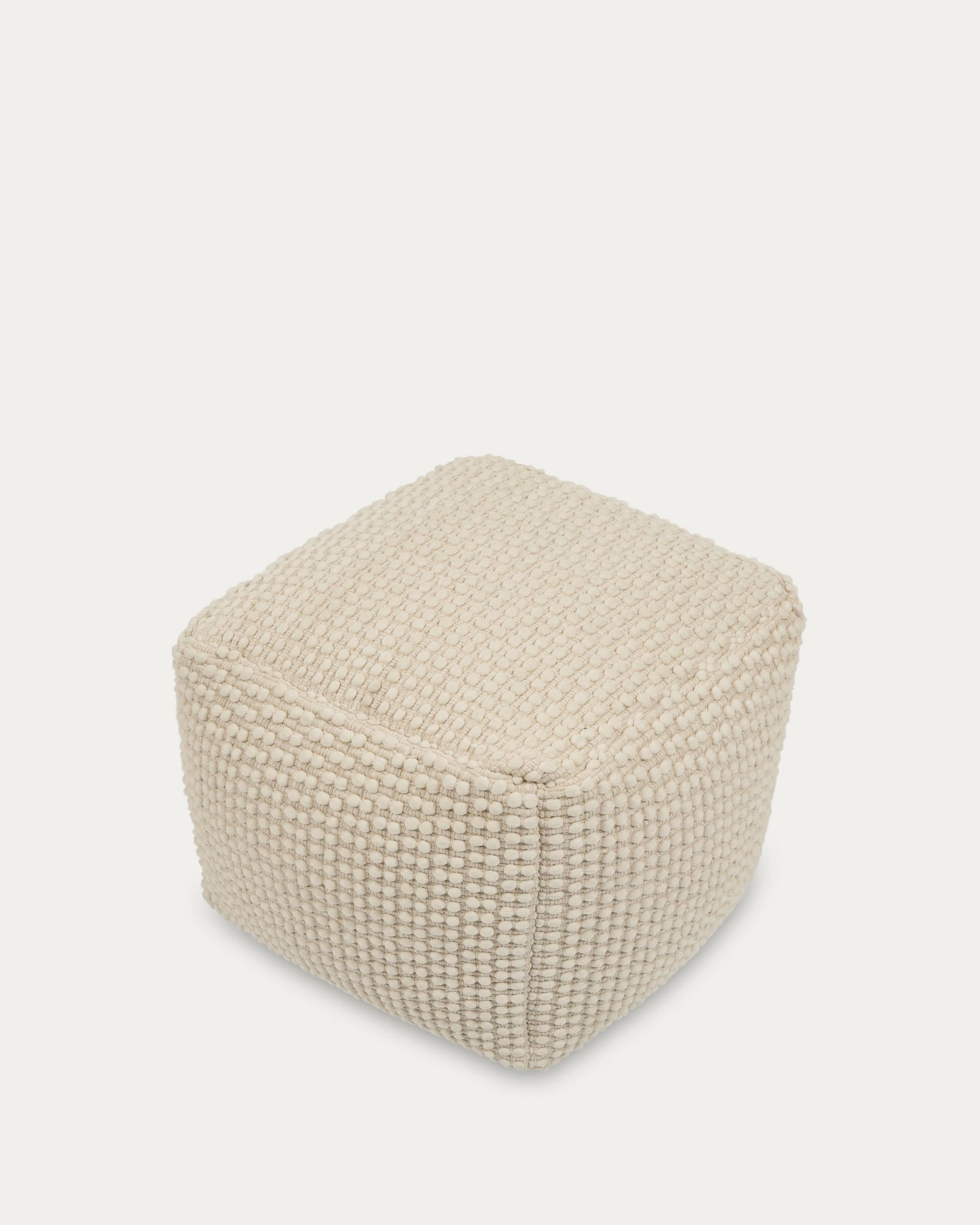 Mascarell Pouf aus Baumwolle und Polyester weiss 45 x 45 cm in  präsentiert im Onlineshop von KAQTU Design AG. Pouf ist von Kave Home