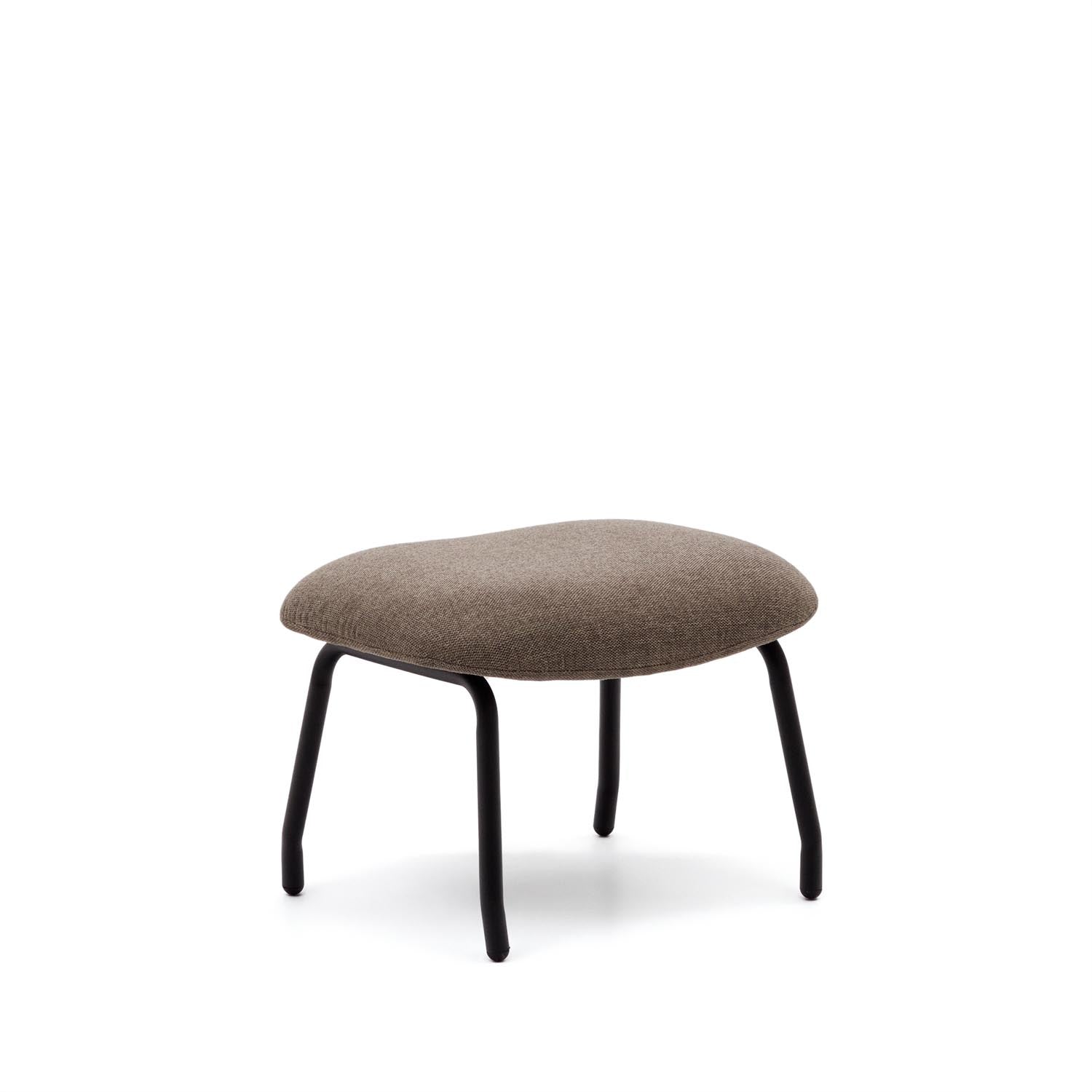 Belina Fußstütze in hellbraun und Stahl mit schwarzem Finish in Braun, Schwarz präsentiert im Onlineshop von KAQTU Design AG. Hocker ist von Kave Home