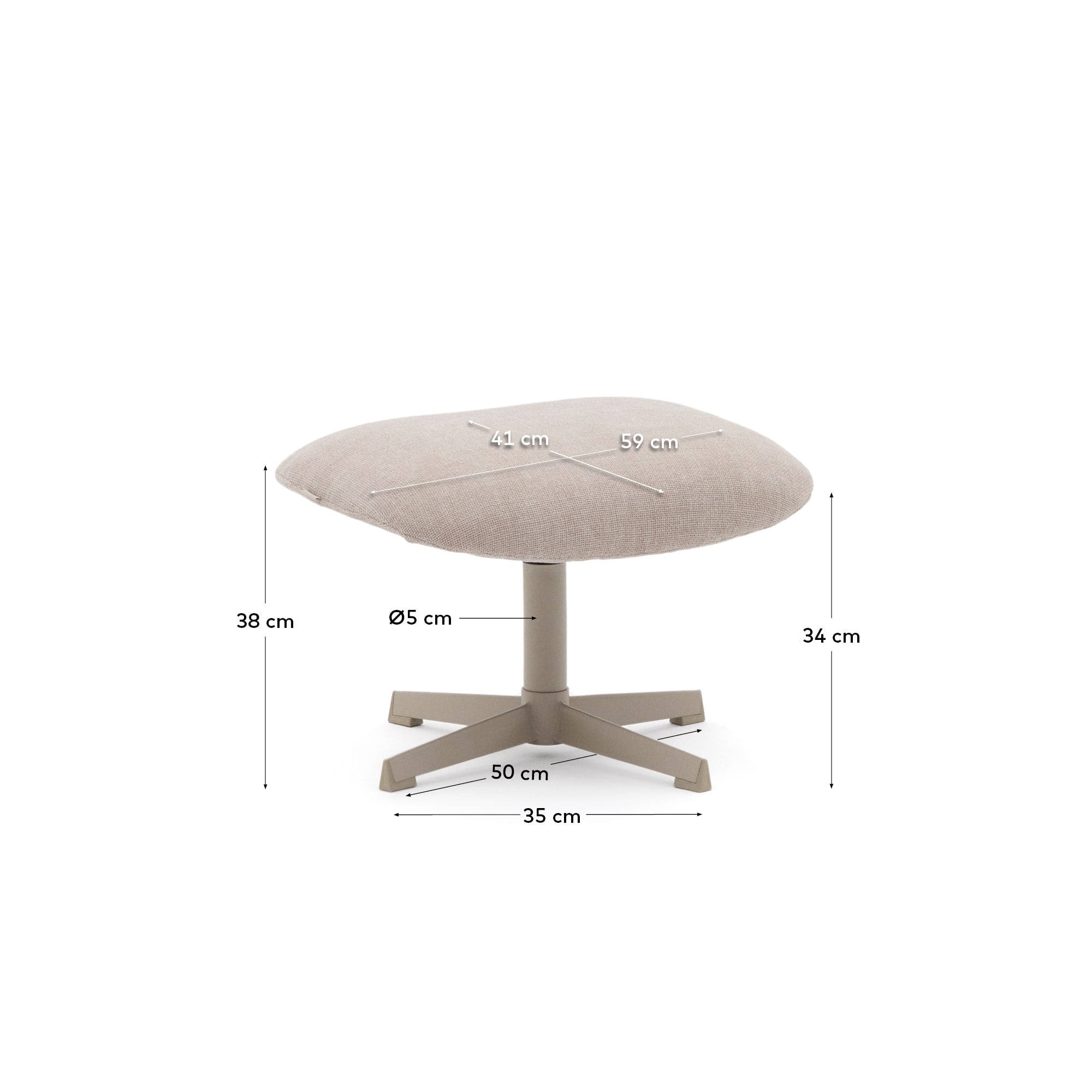 Fussstütze Jaspe beige und Metall mit grauer Oberfläche FSC 100% in Beige präsentiert im Onlineshop von KAQTU Design AG. Ottoman ist von Kave Home