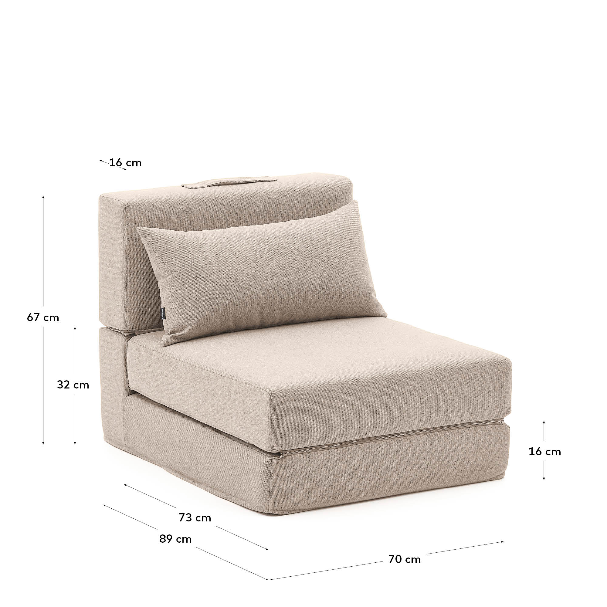 Pouf Schlafsofa Arty beige 70 x 89 (200) cm in Beige präsentiert im Onlineshop von KAQTU Design AG. Pouf ist von Kave Home