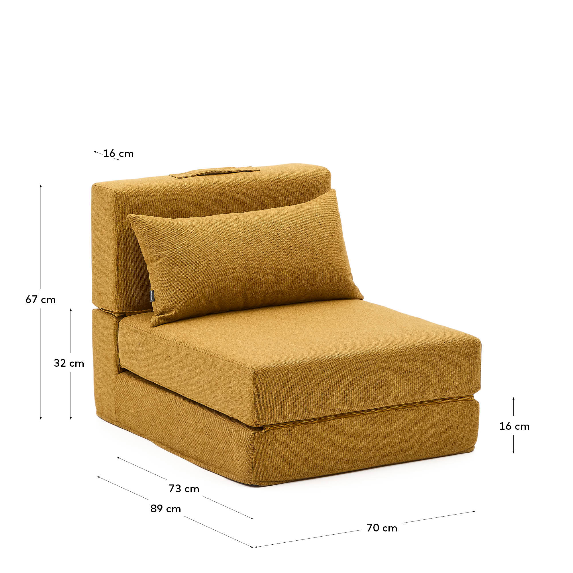 Pouf Schlafsofa Arty Farbe Senf 70 x 89 (200) cm in Senfgelb präsentiert im Onlineshop von KAQTU Design AG. Pouf ist von Kave Home