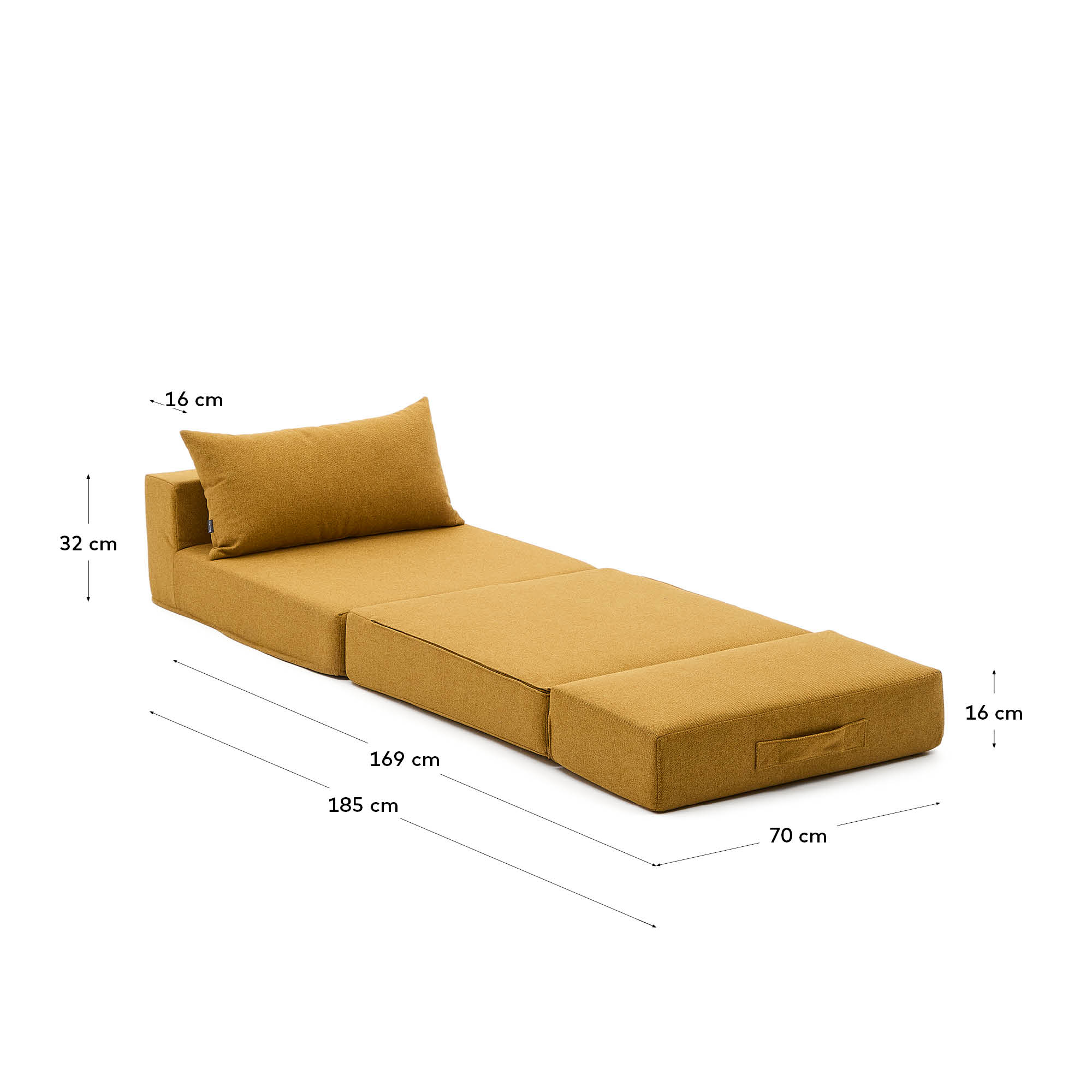 Pouf Schlafsofa Arty Farbe Senf 70 x 89 (200) cm in Senfgelb präsentiert im Onlineshop von KAQTU Design AG. Pouf ist von Kave Home