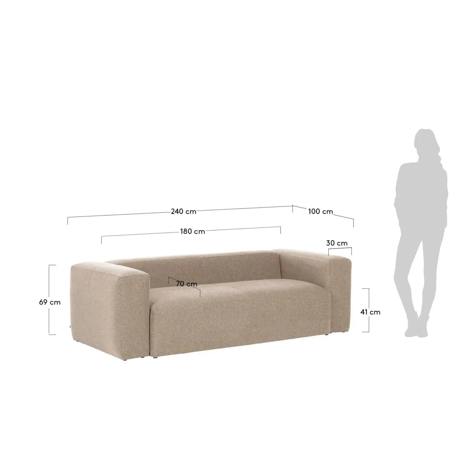 Blok 3-Sitzer Sofa 240 cm: Modernes Design in stilvollem Beige.