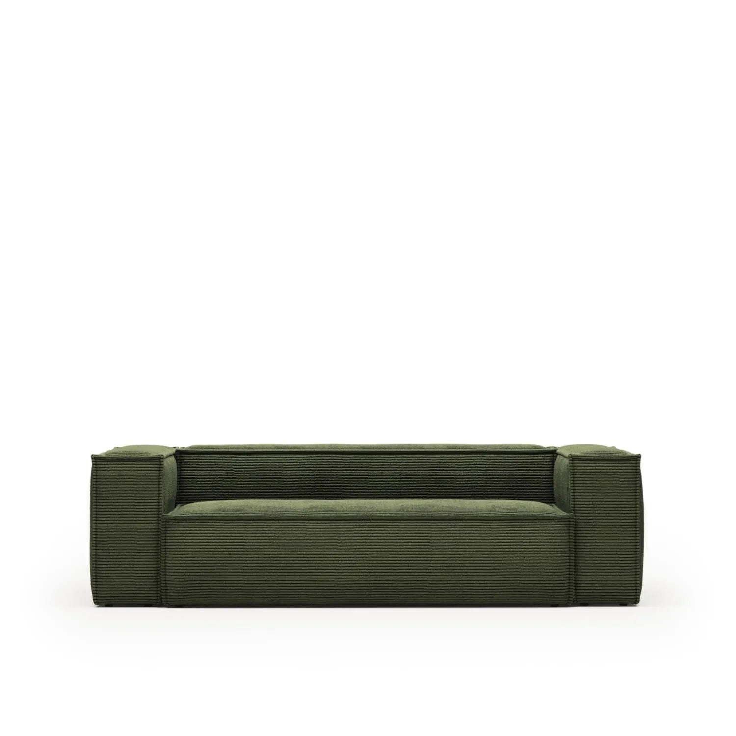 Elegantes Blok Sofa: 3-Sitzer, 240 cm, grüner Cord, zeitloses Design.