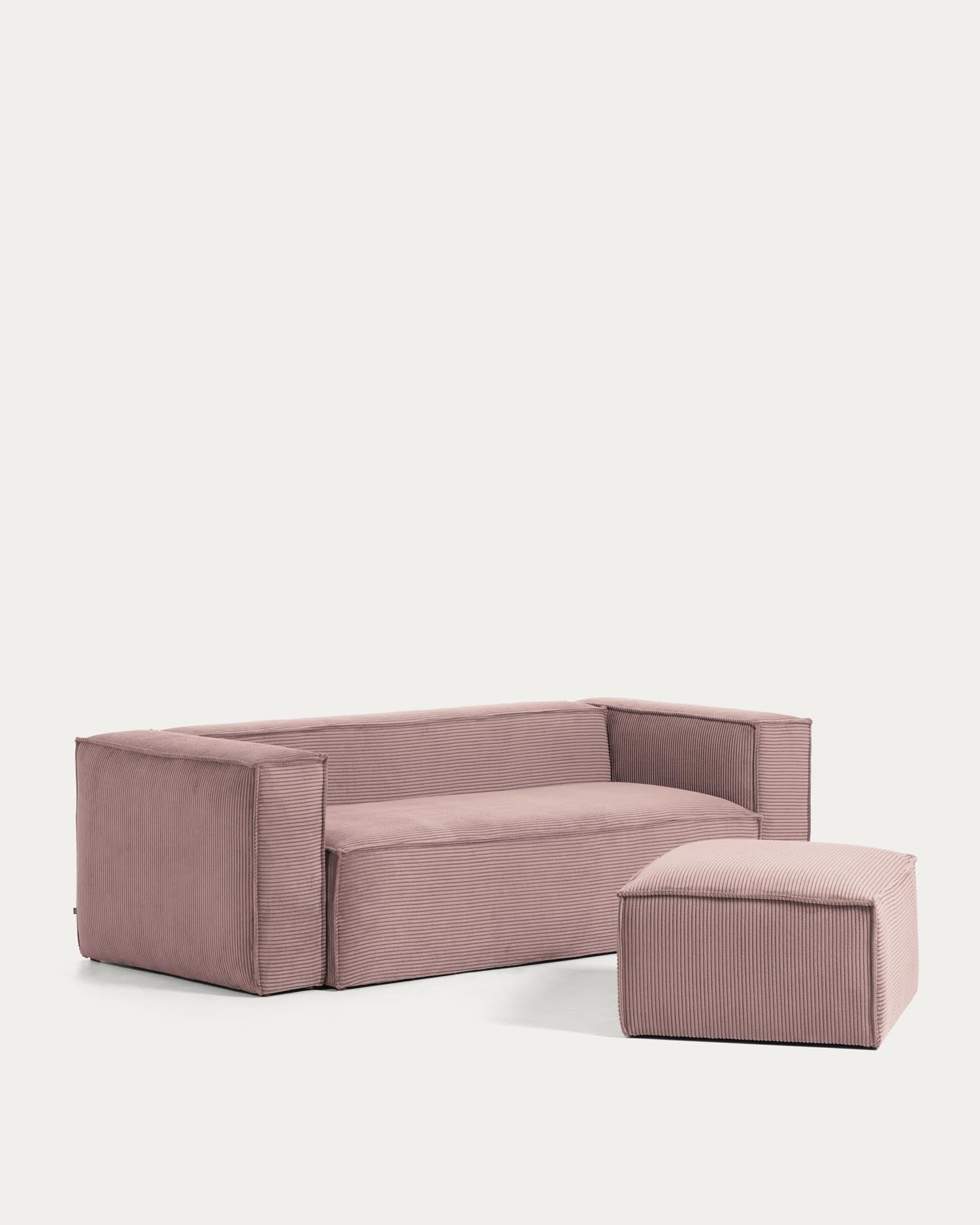 Blok 3-Sitzer-Sofa breiter Cord rosa 240 cm in Rosa präsentiert im Onlineshop von KAQTU Design AG. 3er Sofa ist von Kave Home