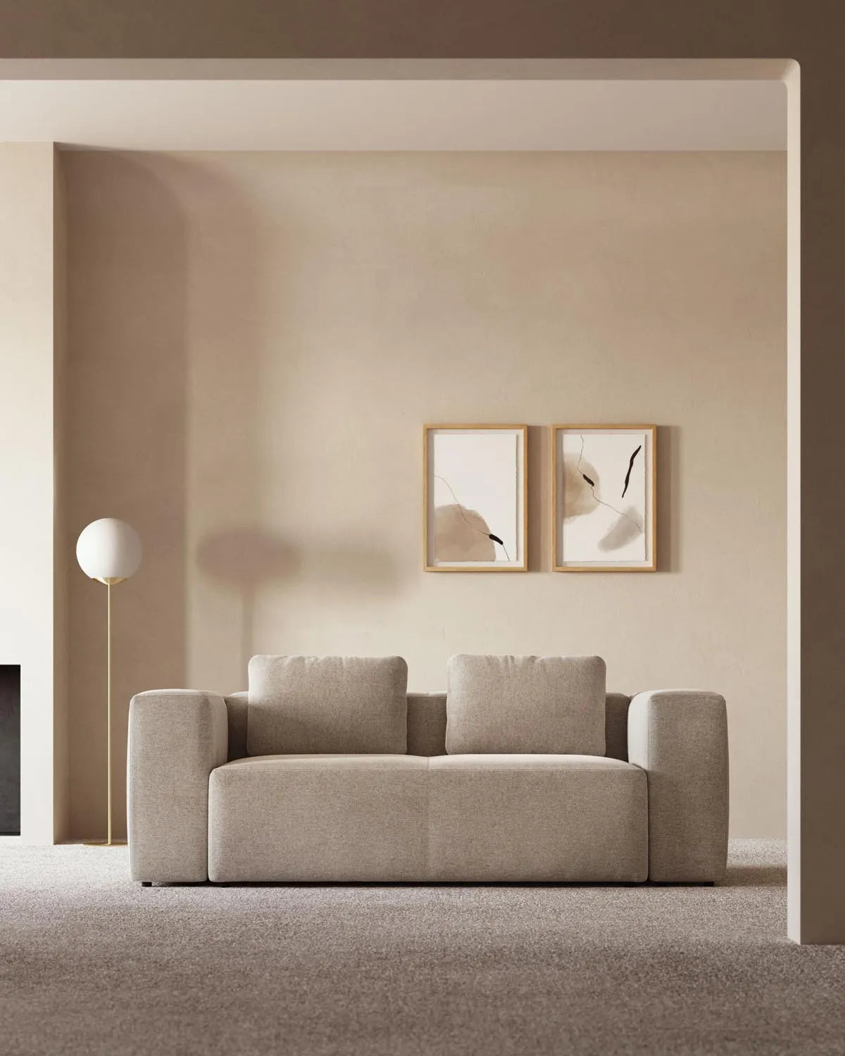 Blok 2-Sitzer Sofa beige 210 cm in Beige präsentiert im Onlineshop von KAQTU Design AG. 2er Sofa ist von Kave Home