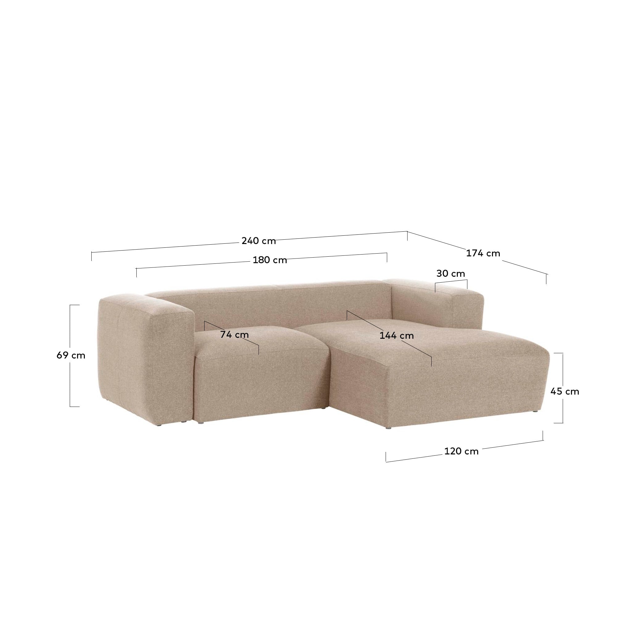 Blok 2-Sitzer Sofa mit Chaiselongue rechts beige 240 cm FSC Mix Credit in Beige präsentiert im Onlineshop von KAQTU Design AG. 2er Sofa ist von Kave Home