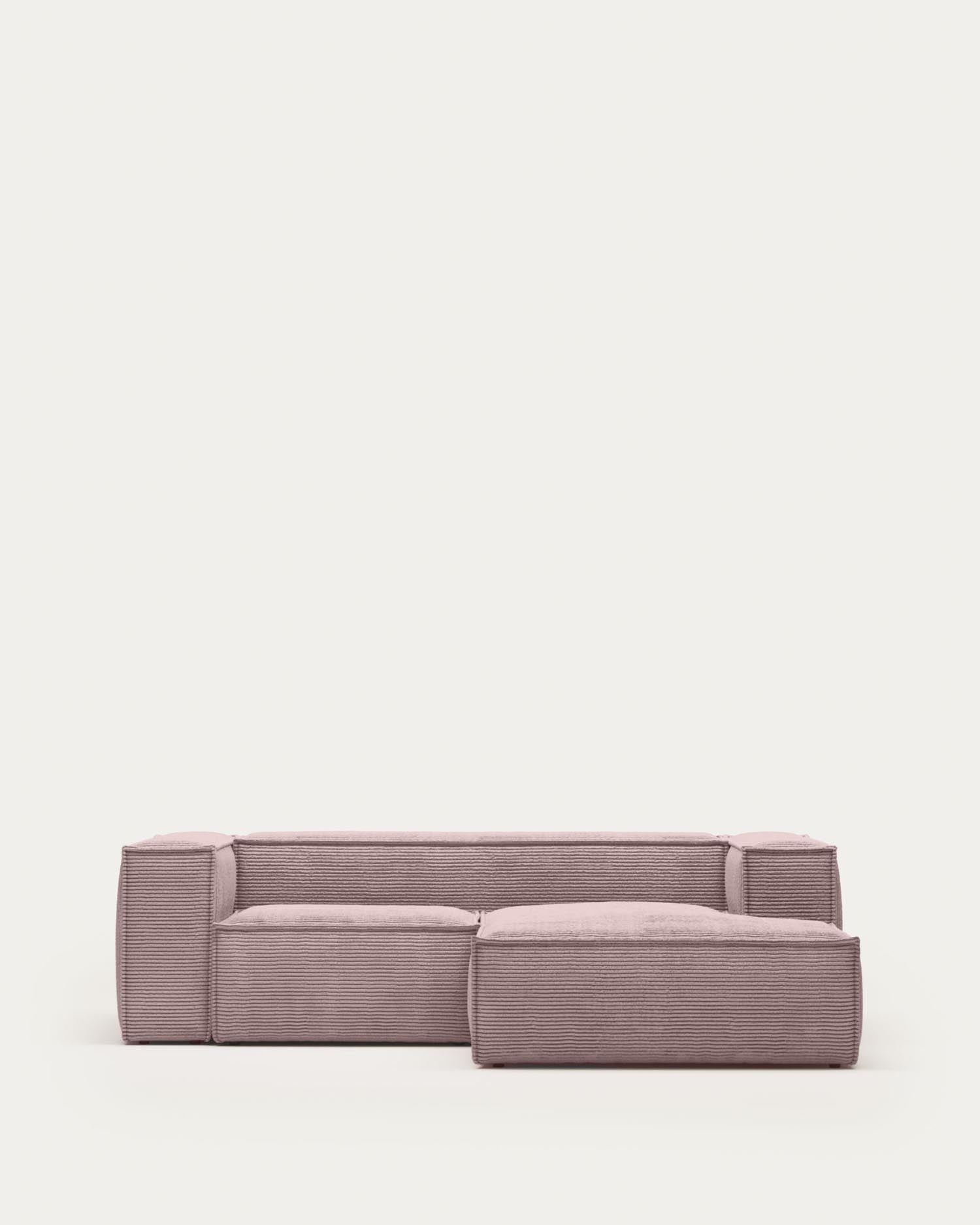 Blok 2-Sitzer-Sofa mit Chaiselongue rechts breiter Cord rosa 240 cm in Rosa präsentiert im Onlineshop von KAQTU Design AG. 2er Sofa ist von Kave Home