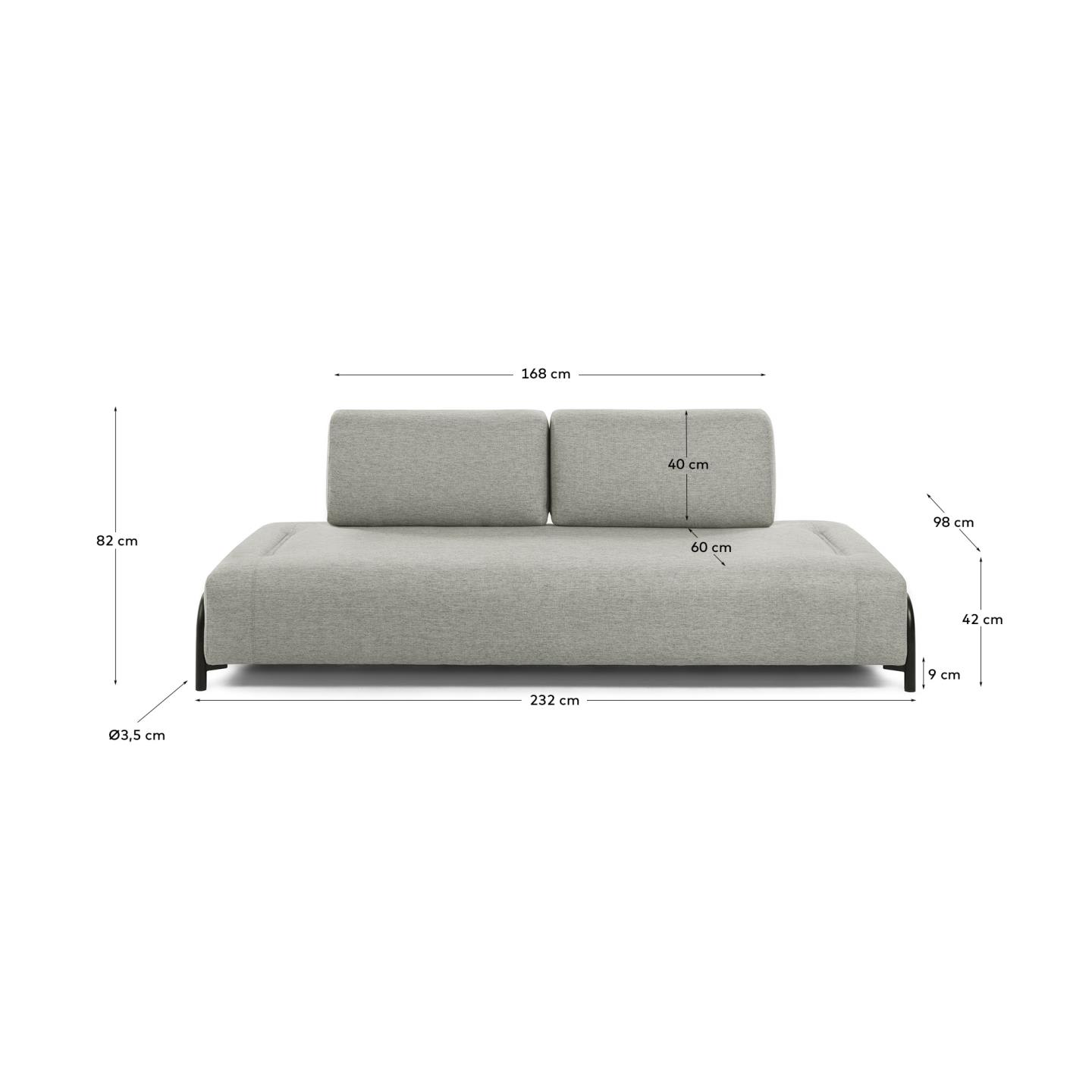 Compo 3-Sitzer Modul beige-grau 232 cm in Beige präsentiert im Onlineshop von KAQTU Design AG. 3er Sofa ist von Kave Home