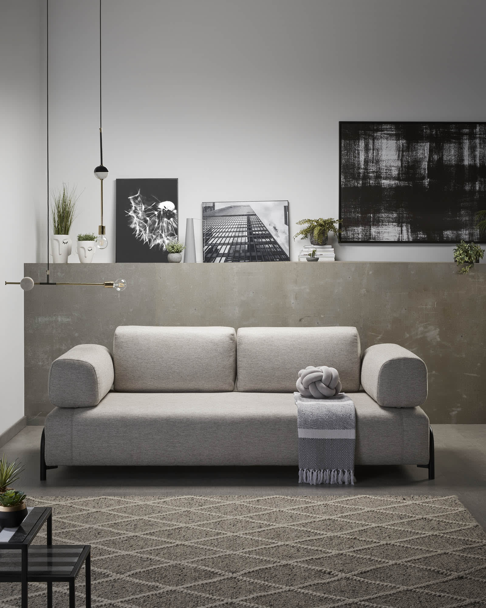 Compo 3-Sitzer Modul beige-grau 232 cm in Beige präsentiert im Onlineshop von KAQTU Design AG. 3er Sofa ist von Kave Home