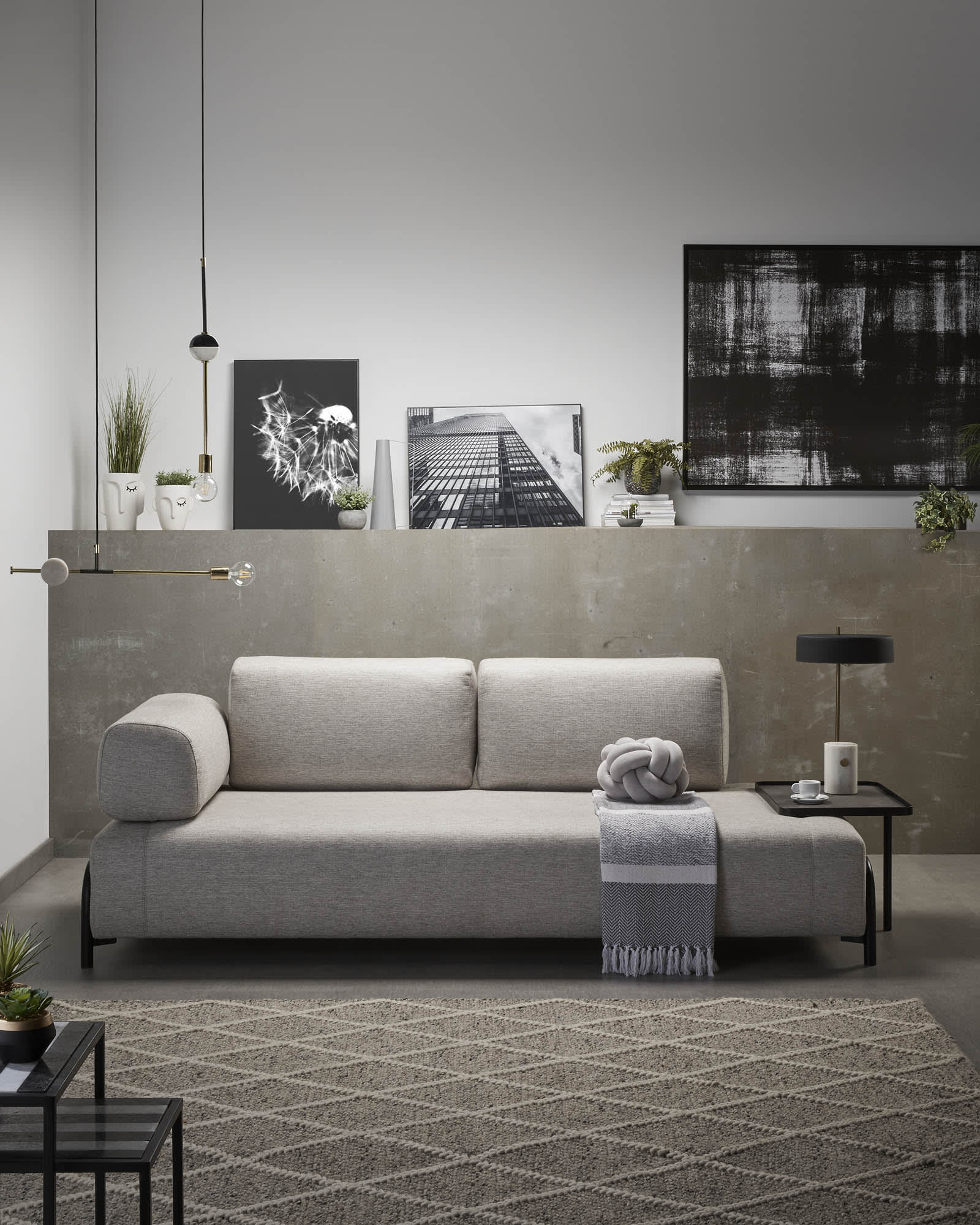 Compo 3-Sitzer Modul beige-grau 232 cm in Beige präsentiert im Onlineshop von KAQTU Design AG. 3er Sofa ist von Kave Home