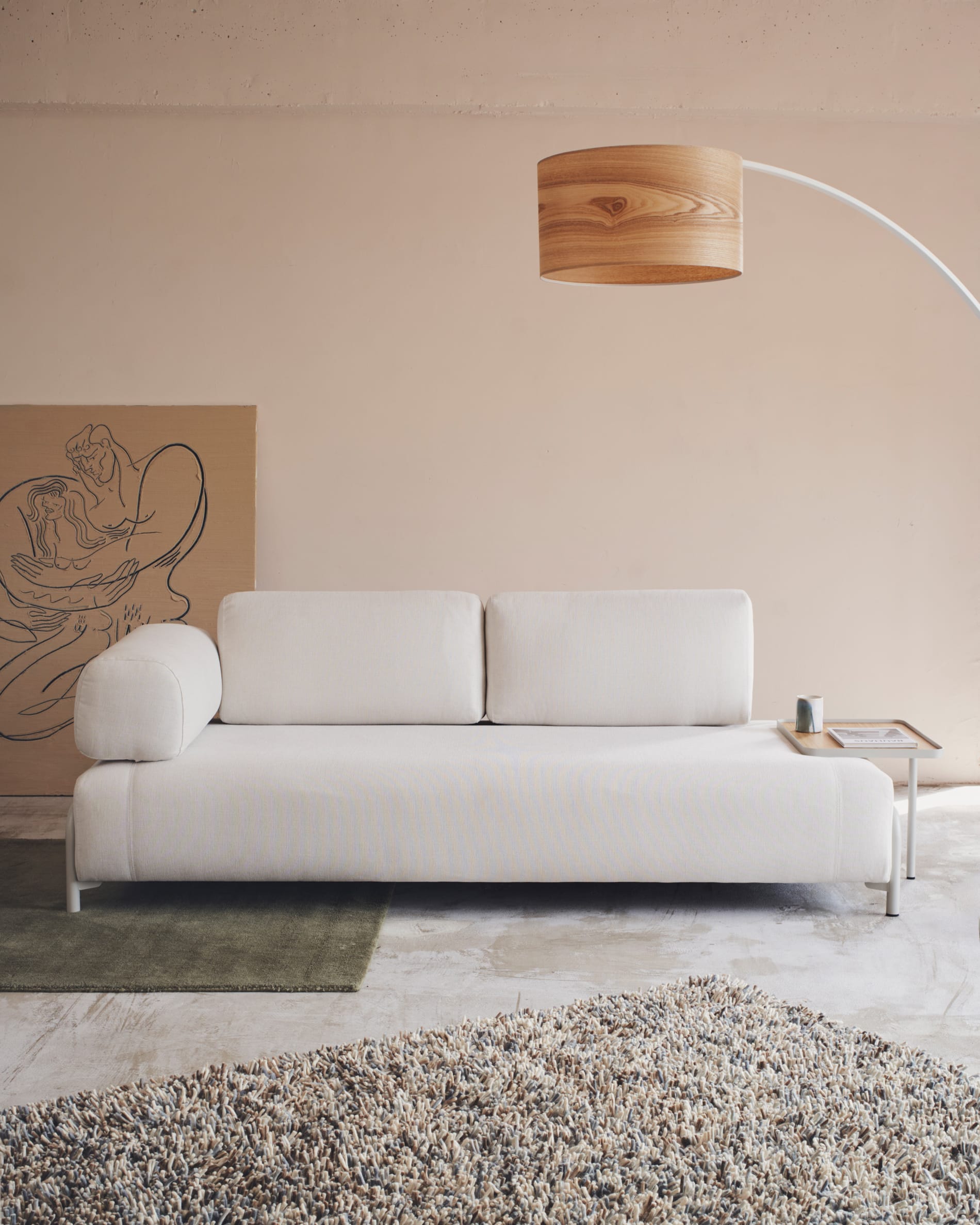 Compo Armlehne Chenille beige in Beige präsentiert im Onlineshop von KAQTU Design AG. Sofa-Zubehör ist von Kave Home