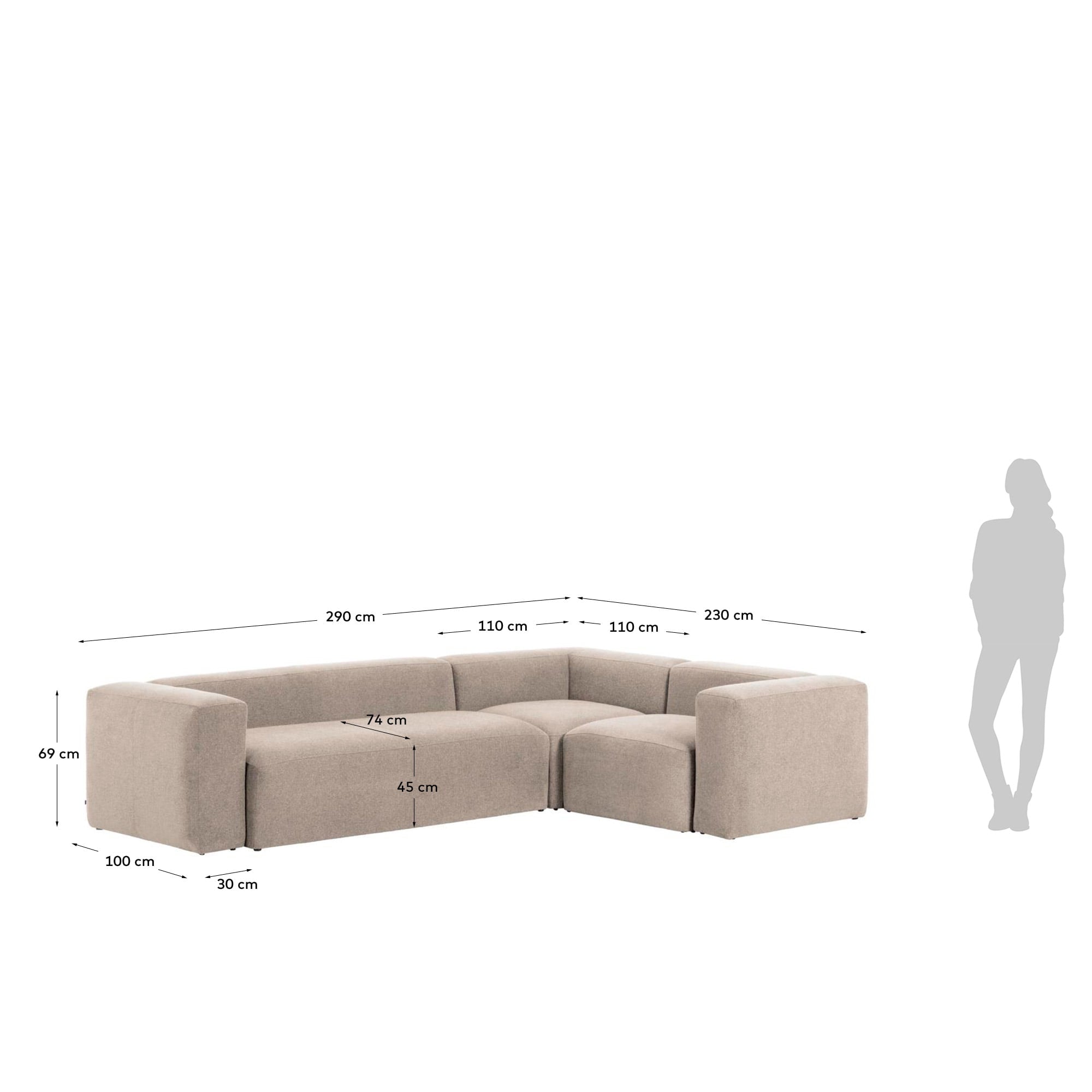 Blok 4-Sitzer-Ecksofa beige 320 x 230 cm / 230 x 320 cm in Beige präsentiert im Onlineshop von KAQTU Design AG. 4er Sofa ist von Kave Home