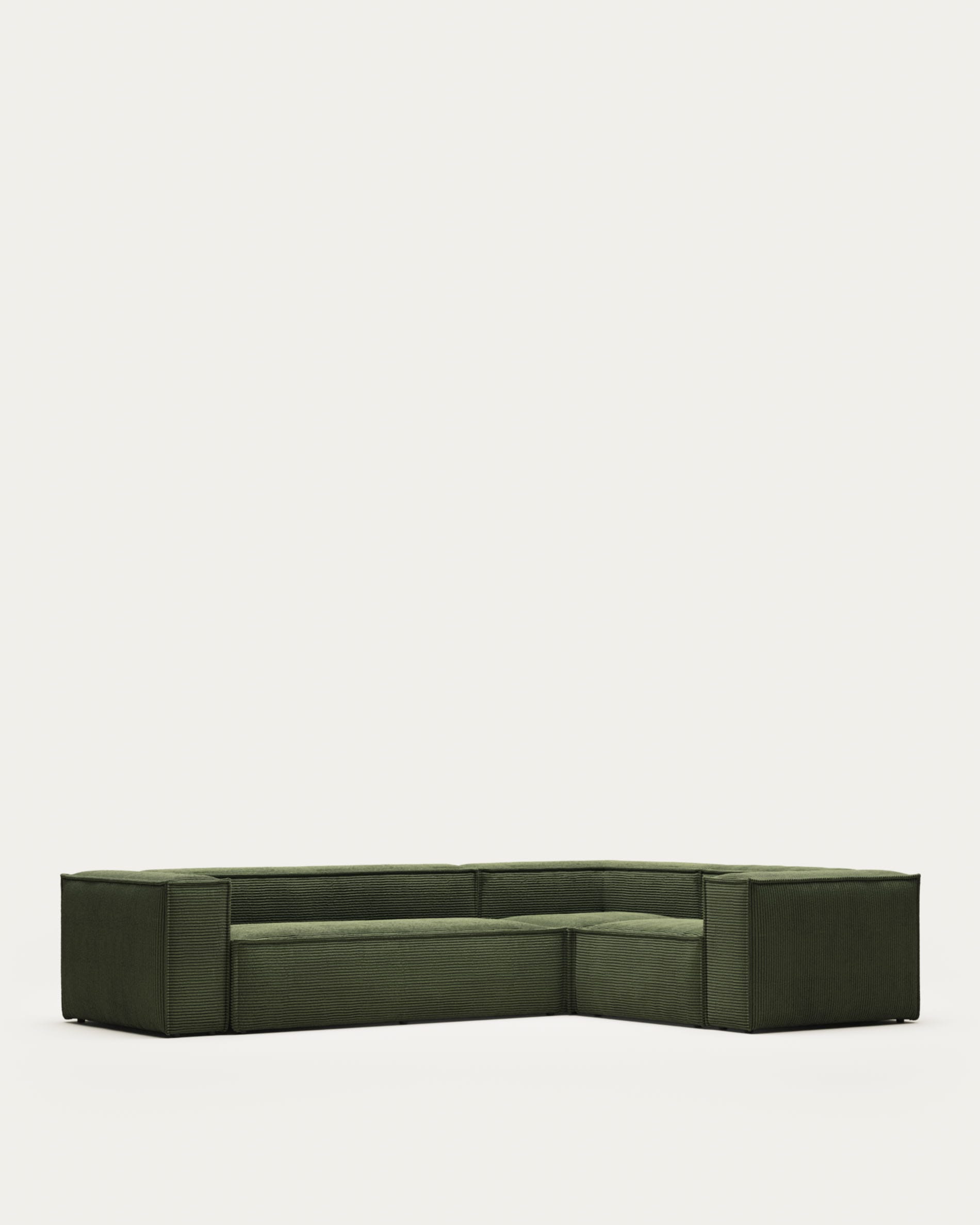 Blok 4-Sitzer Ecksofa Cord grün 320 x 230 cm / 230 x 320 cm in Grün präsentiert im Onlineshop von KAQTU Design AG. 4er Sofa ist von Kave Home