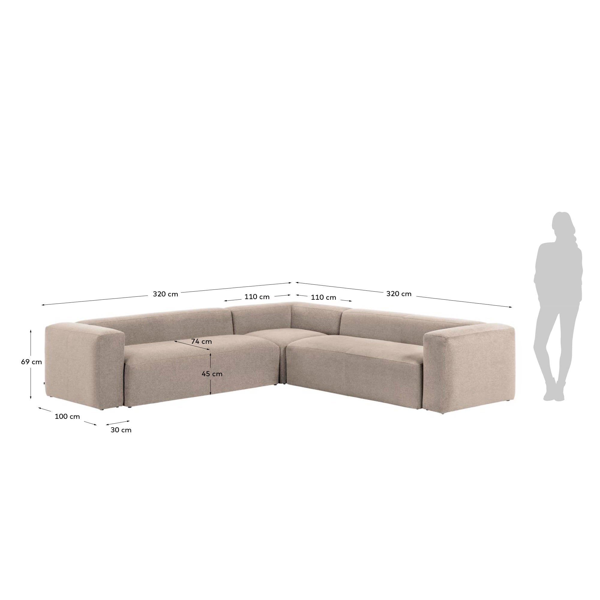 Blok 6-Sitzer Ecksofa in beige 320 x 320 cm FSC Mix Credit in Beige präsentiert im Onlineshop von KAQTU Design AG. 4er Sofa ist von Kave Home