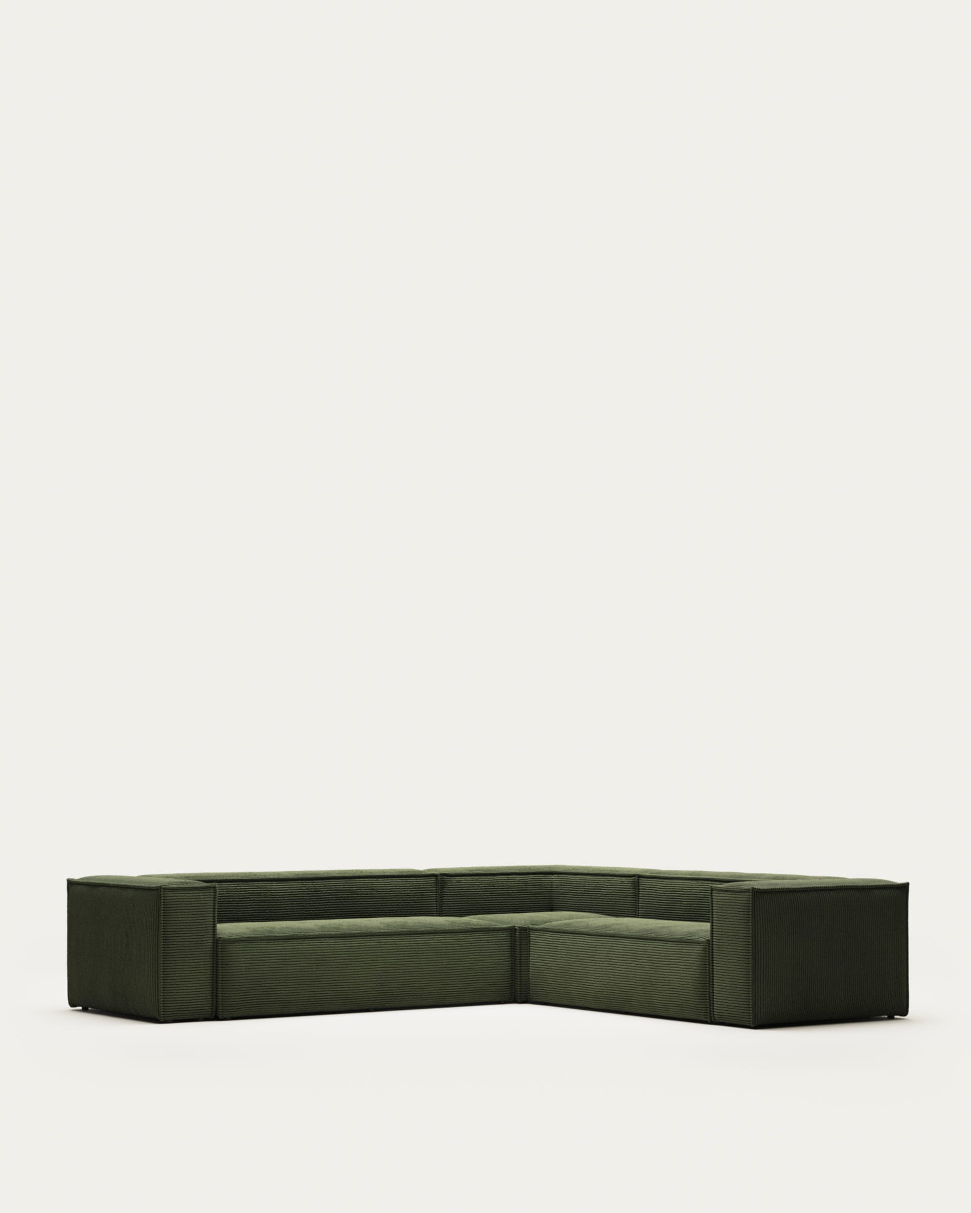 Blok 5-Sitzer-Ecksofa breiter Cord in Grün 320 x 290 / 290 x 320 cm FSC Mix Credit in Grün präsentiert im Onlineshop von KAQTU Design AG. 4er Sofa ist von Kave Home