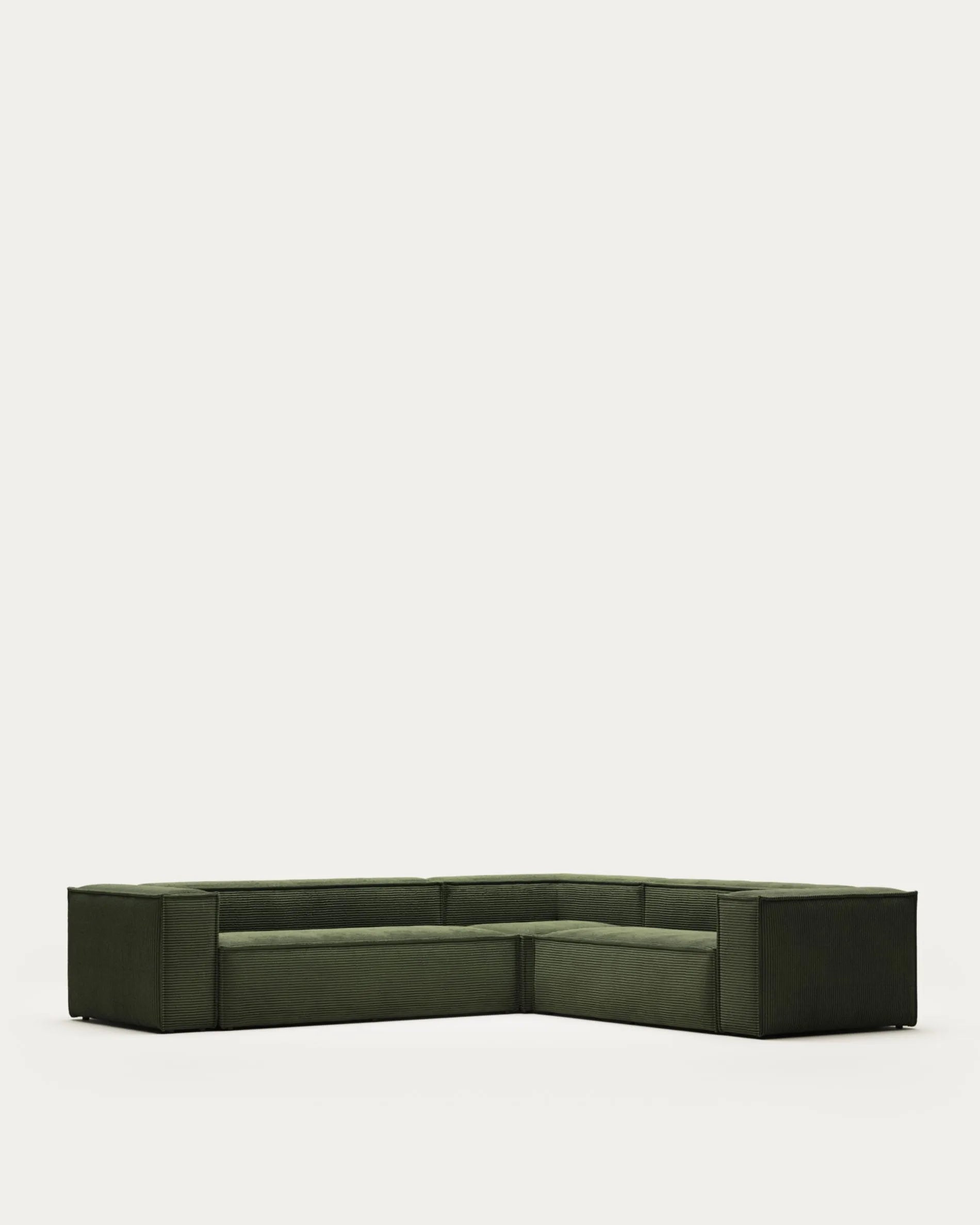 Blok 5-Sitzer-Ecksofa breiter Cord in Grün 320 x 290 / 290 x 320 cm FSC Mix Credit