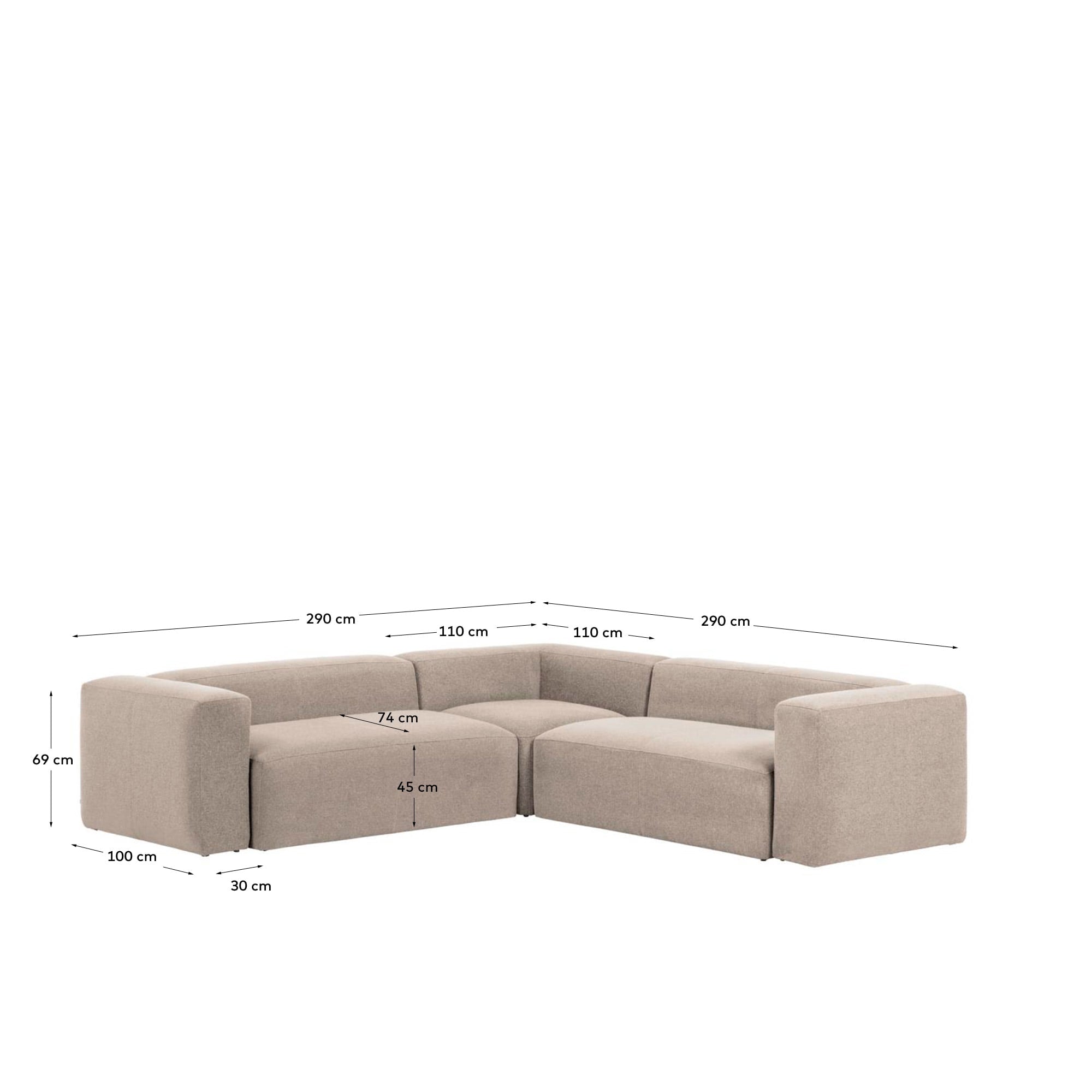 Beige Blok 4 seater corner beige 290 x 290 cm FSC Mix Credit in Beige präsentiert im Onlineshop von KAQTU Design AG. 4er Sofa ist von Kave Home