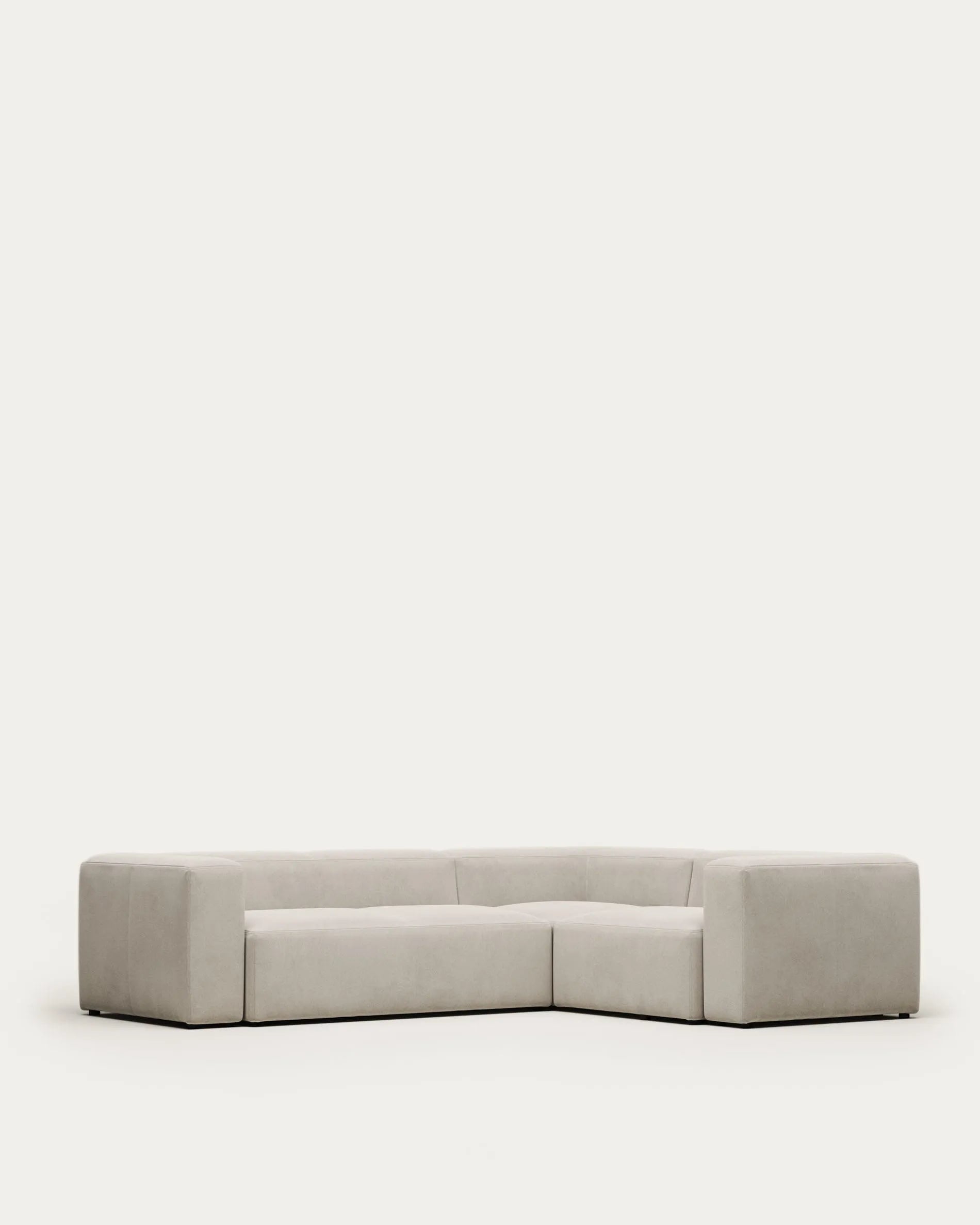 Elegantes, beiges Ecksofa, 3-Sitzer, 290x230 cm, FSC-zertifiziert, ideal für moderne Wohnräume.