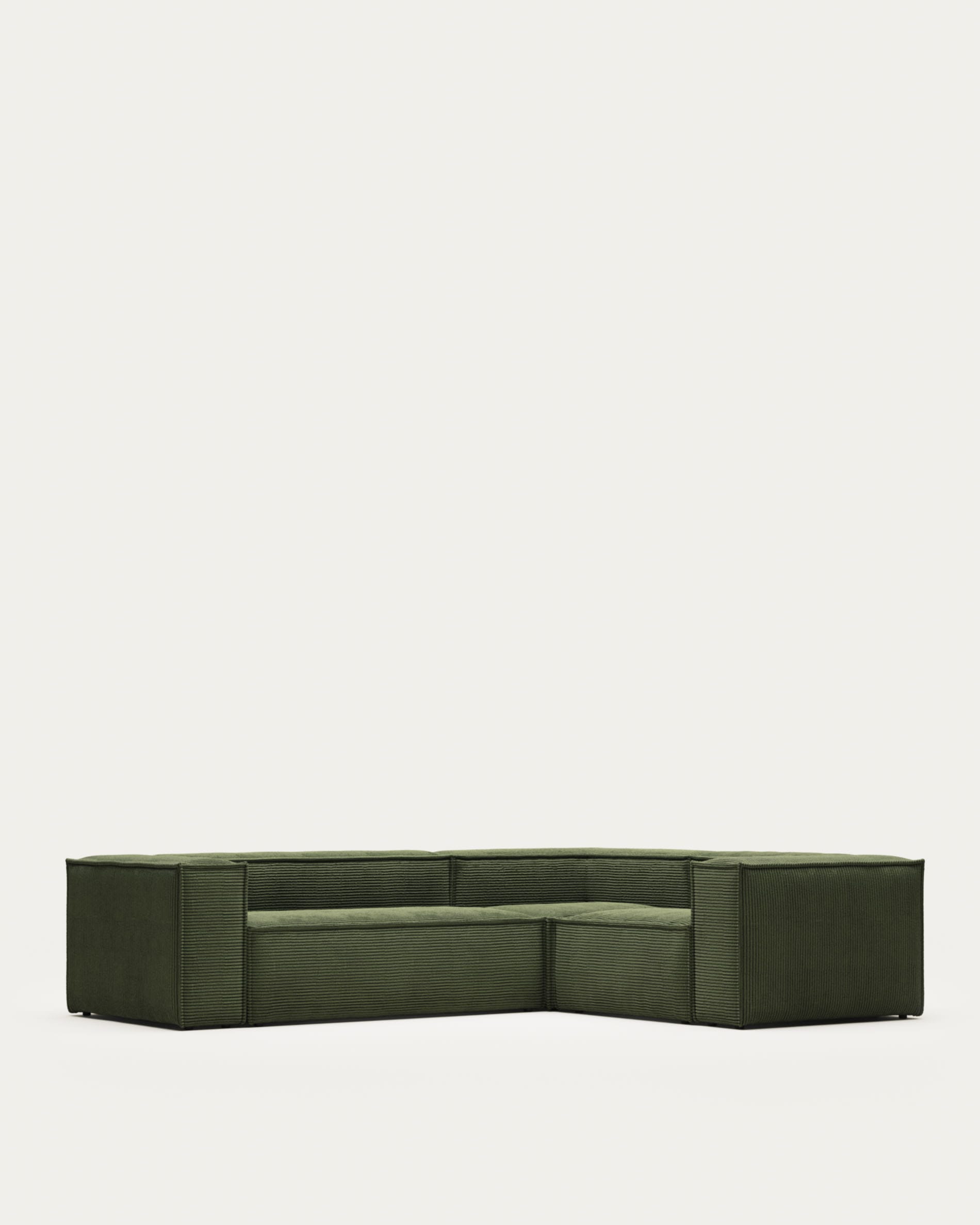 Blok 3-Sitzer-Ecksofa breiter Cord grün 290 x 230 cm / 230 cm 290 cm FSC Mix Credit in Grün präsentiert im Onlineshop von KAQTU Design AG. 3er Sofa ist von Kave Home