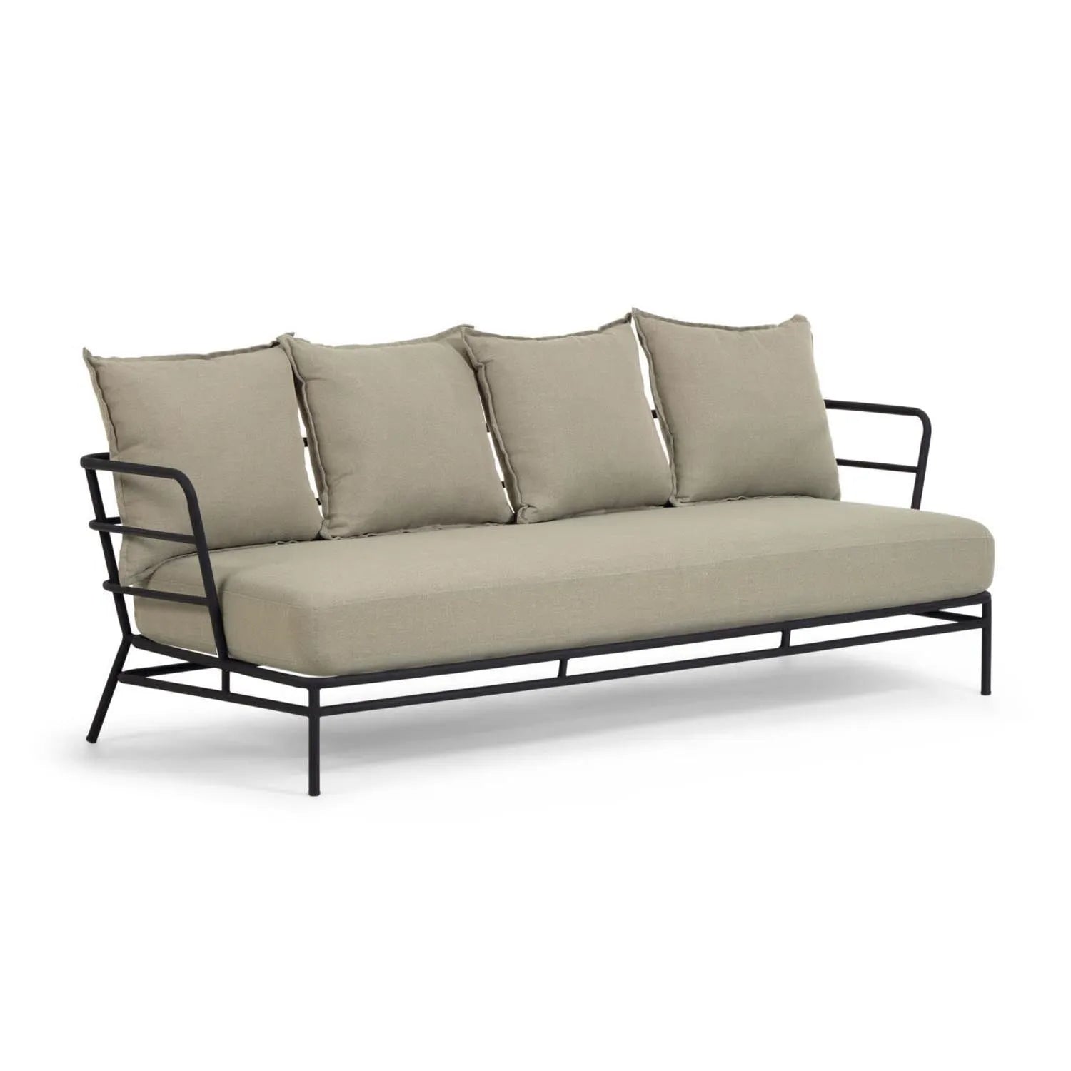 Elegantes Mareluz 3-Sitzersofa: Stilvoller Komfort aus galvanisiertem Stahl, ideal für drinnen und draußen.