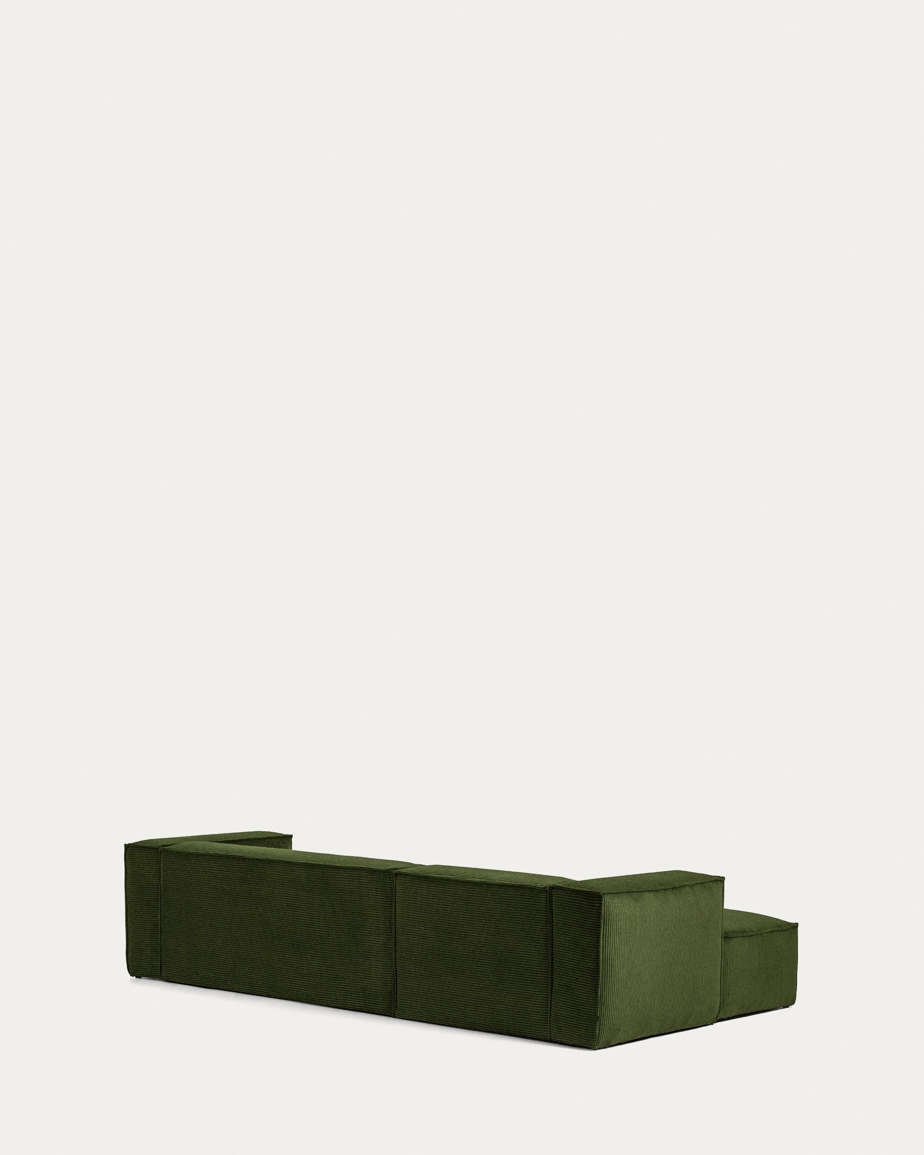 Blok 3-Sitzer-Sofa mit Chaiselongue links breiter Cord grün 300 cm FSC Mix Credit in Grün präsentiert im Onlineshop von KAQTU Design AG. 3er Sofa ist von Kave Home