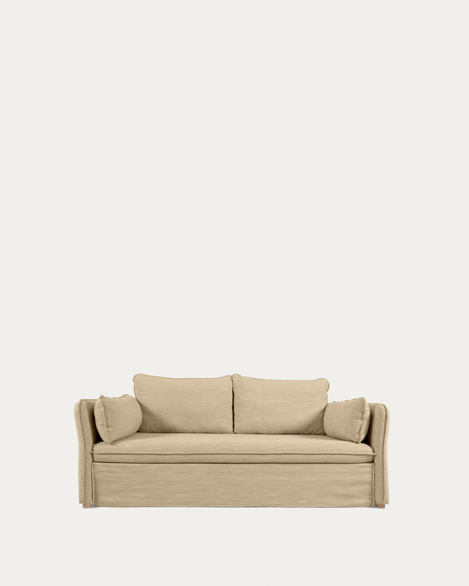 Tanit Schlafsofa beige und Beine aus massivem Buchenholz mit natürlichem Finish 210 cm FSC Mix Credit in Beige präsentiert im Onlineshop von KAQTU Design AG. Bettsofa ist von Kave Home