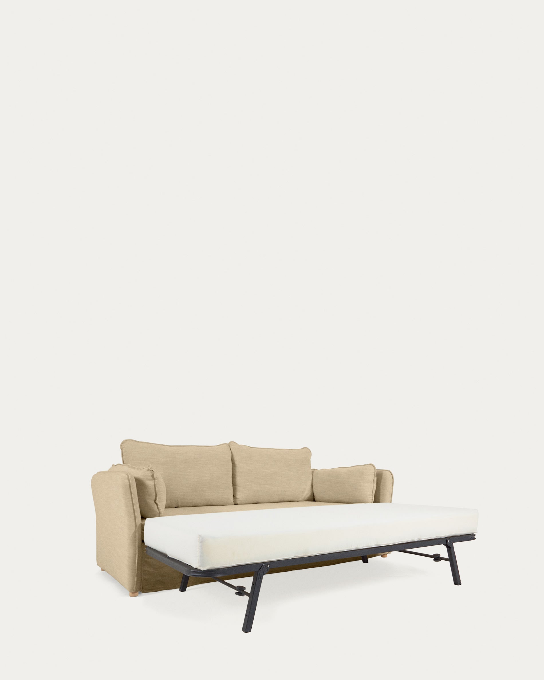 Tanit Schlafsofa beige und Beine aus massivem Buchenholz mit natürlichem Finish 210 cm FSC Mix Credit in Beige präsentiert im Onlineshop von KAQTU Design AG. Bettsofa ist von Kave Home