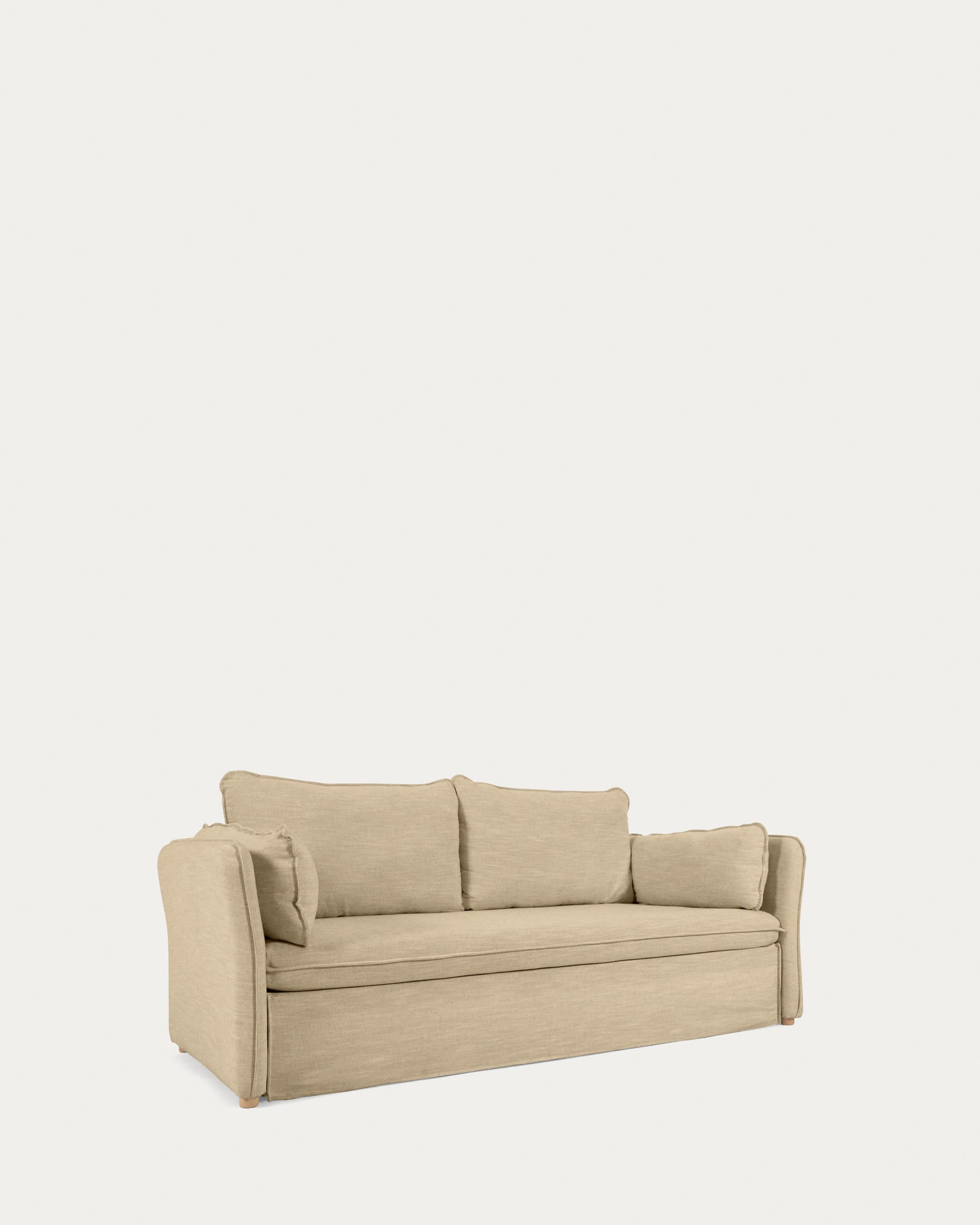 Tanit Schlafsofa beige und Beine aus massivem Buchenholz mit natürlichem Finish 210 cm FSC Mix Credit in Beige präsentiert im Onlineshop von KAQTU Design AG. Bettsofa ist von Kave Home