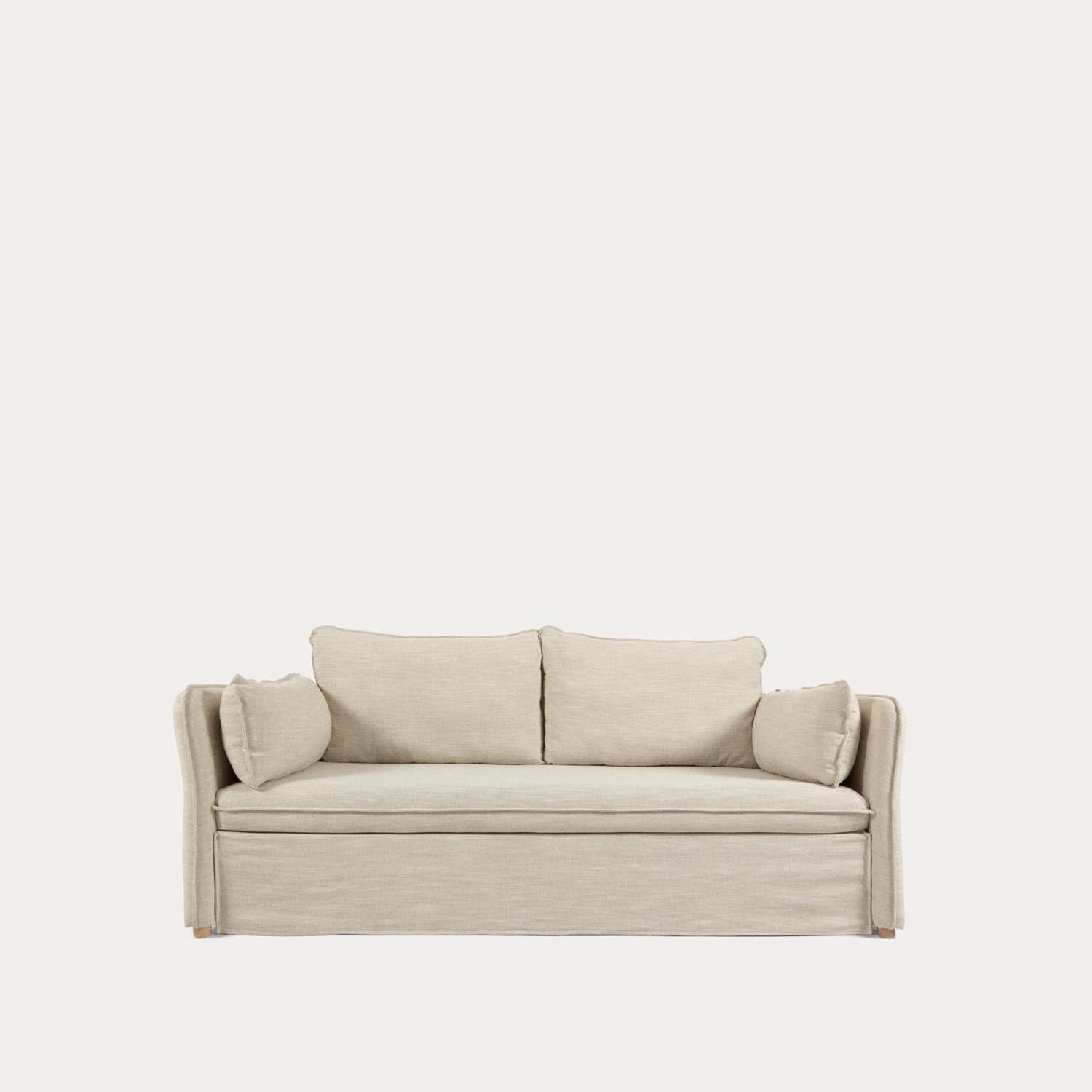 Tanit Schlafsofa weiß und Beine aus massivem Buchenholz mit natürlichem Finish 210 cm in Weiß präsentiert im Onlineshop von KAQTU Design AG. Bettsofa ist von Kave Home