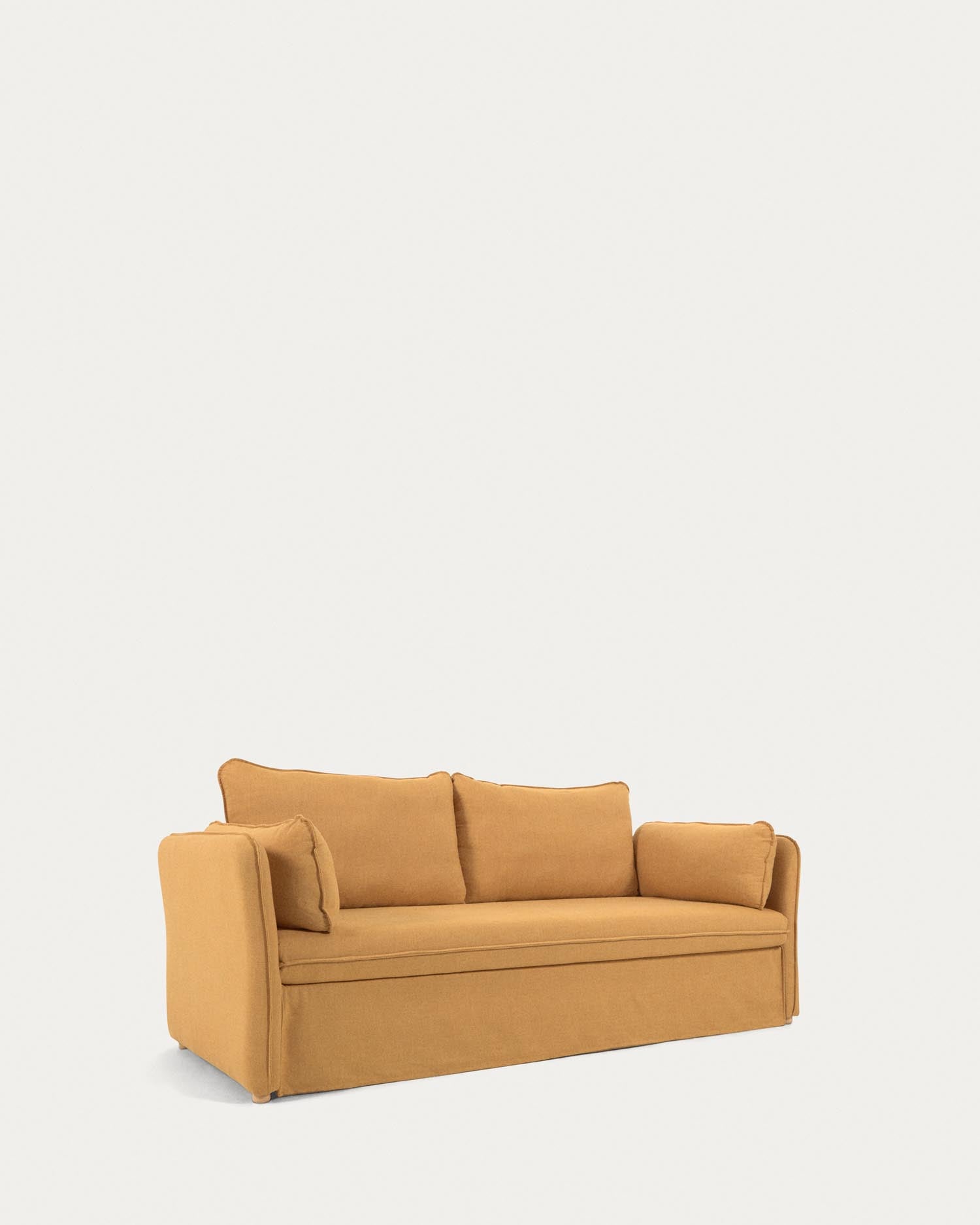 Tanit Schlafsofa senffarben und Beine aus massivem Buchenholz natürliches Finish 210 cm in Senfgelb präsentiert im Onlineshop von KAQTU Design AG. Bettsofa ist von Kave Home