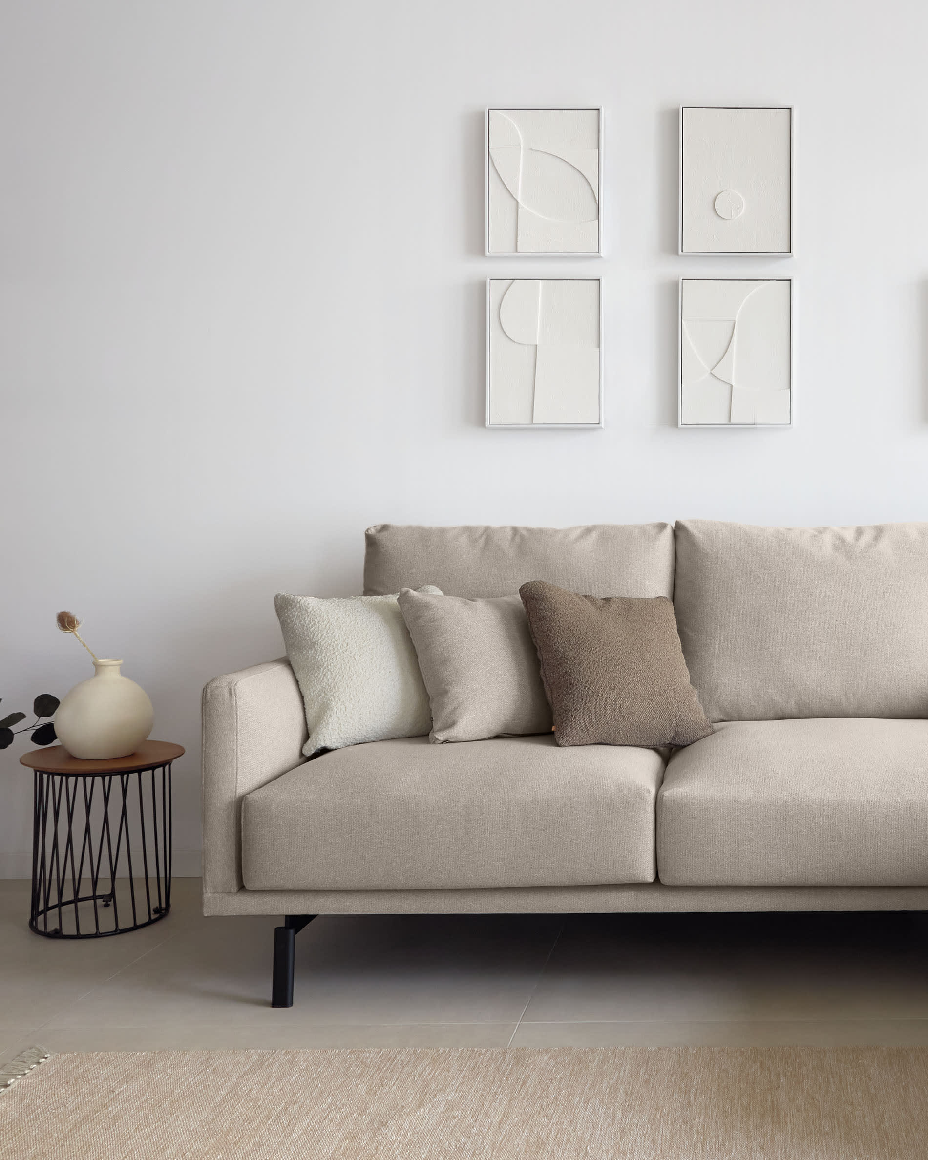 Galene 3-Sitzer Sofa beige mit Chaiselongue rechts 254 cm in Beige präsentiert im Onlineshop von KAQTU Design AG. 3er Sofa ist von Kave Home