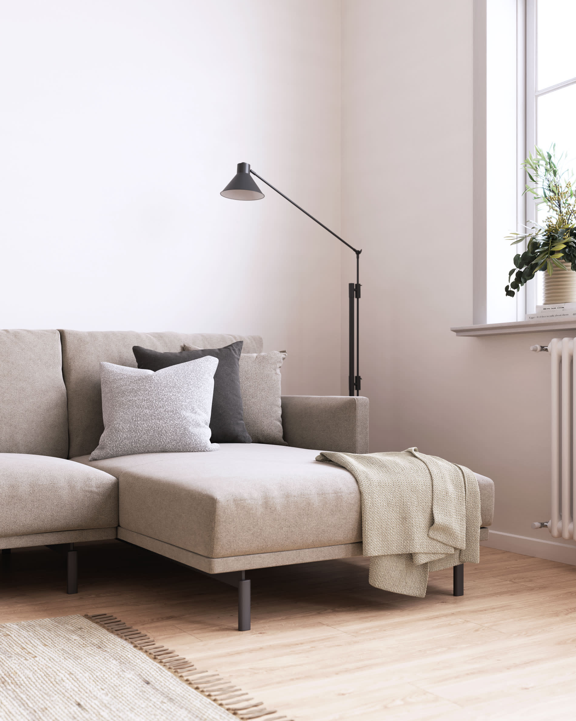 Galene 4-Sitzer Sofa beige mit Chaiselongue rechts 314 cm in Beige präsentiert im Onlineshop von KAQTU Design AG. 4er Sofa ist von Kave Home