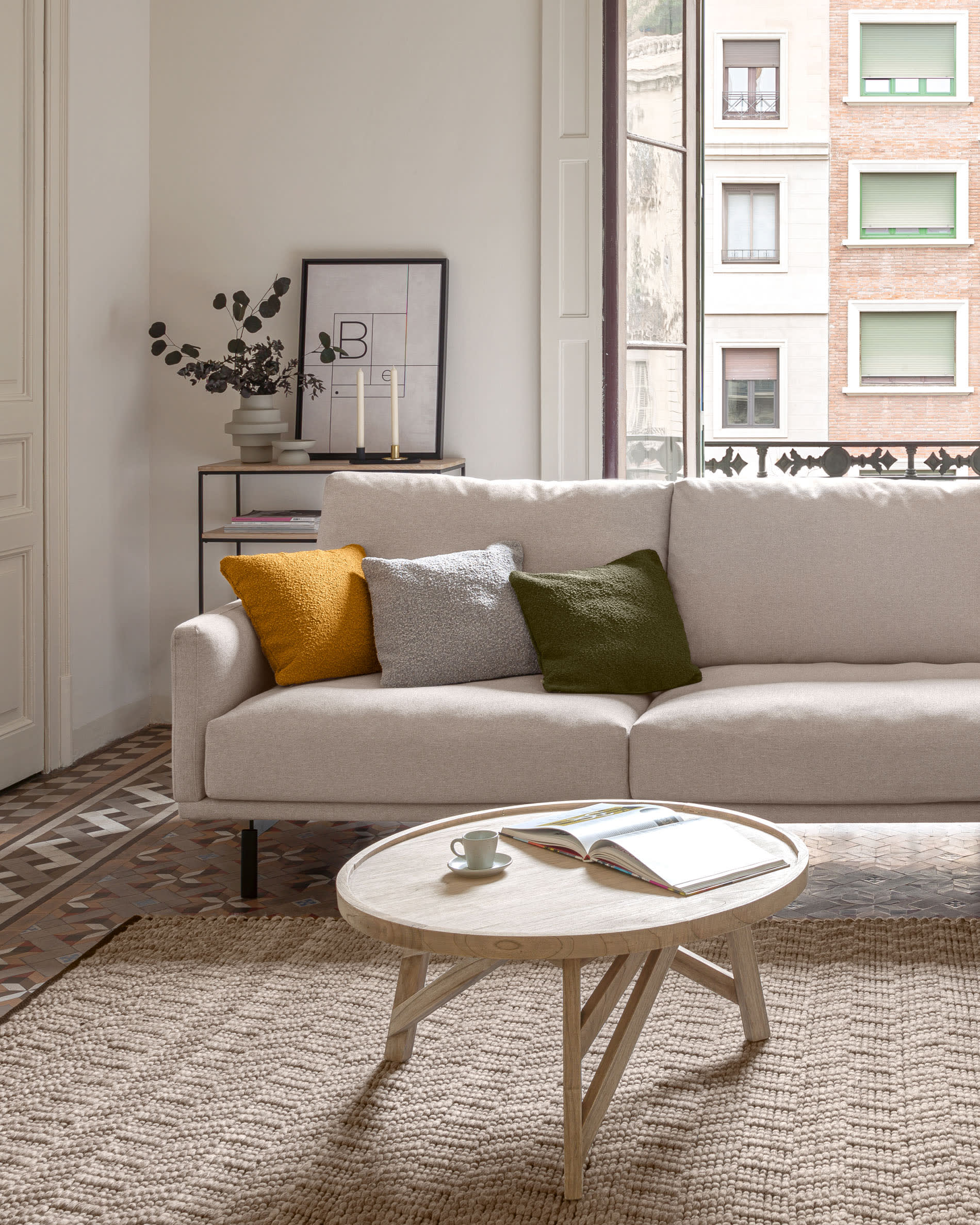 Galene 4-Sitzer Sofa beige mit Chaiselongue rechts 314 cm in Beige präsentiert im Onlineshop von KAQTU Design AG. 4er Sofa ist von Kave Home