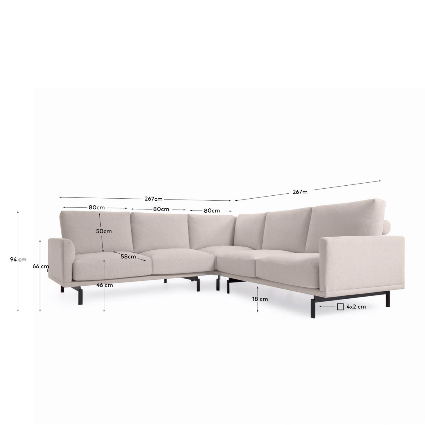 Galene 4-Sitzer Ecksofa beige 267 x 267 cm in Beige präsentiert im Onlineshop von KAQTU Design AG. 4er Sofa ist von Kave Home