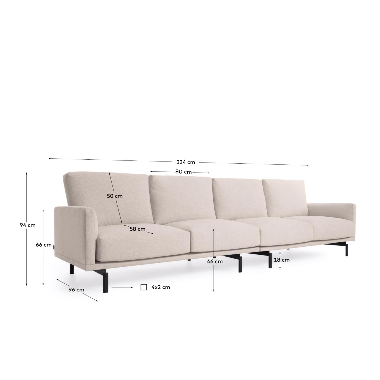 Galene 4-Sitzer Sofa beige 334 cm in Beige präsentiert im Onlineshop von KAQTU Design AG. 4er Sofa ist von Kave Home