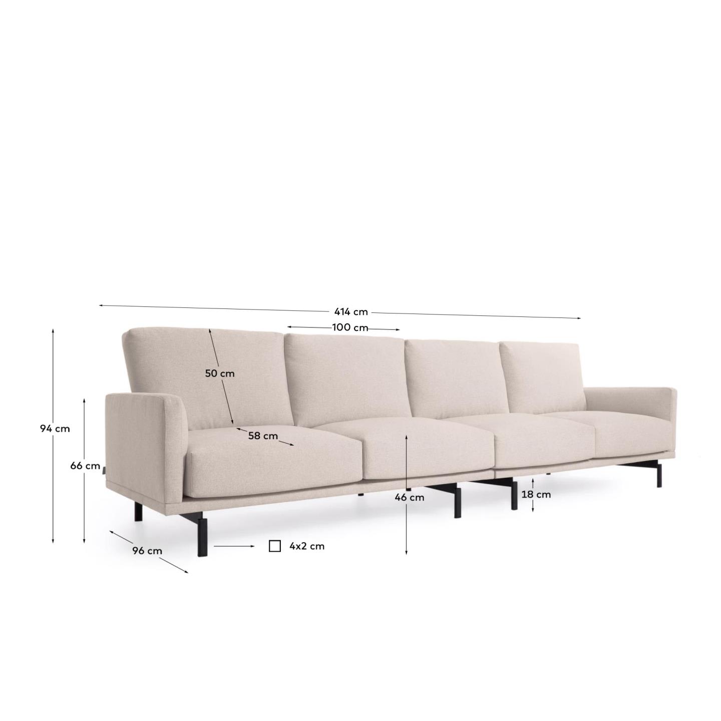 Galene 4-Sitzer Sofa beige 414 cm in Beige präsentiert im Onlineshop von KAQTU Design AG. 4er Sofa ist von Kave Home