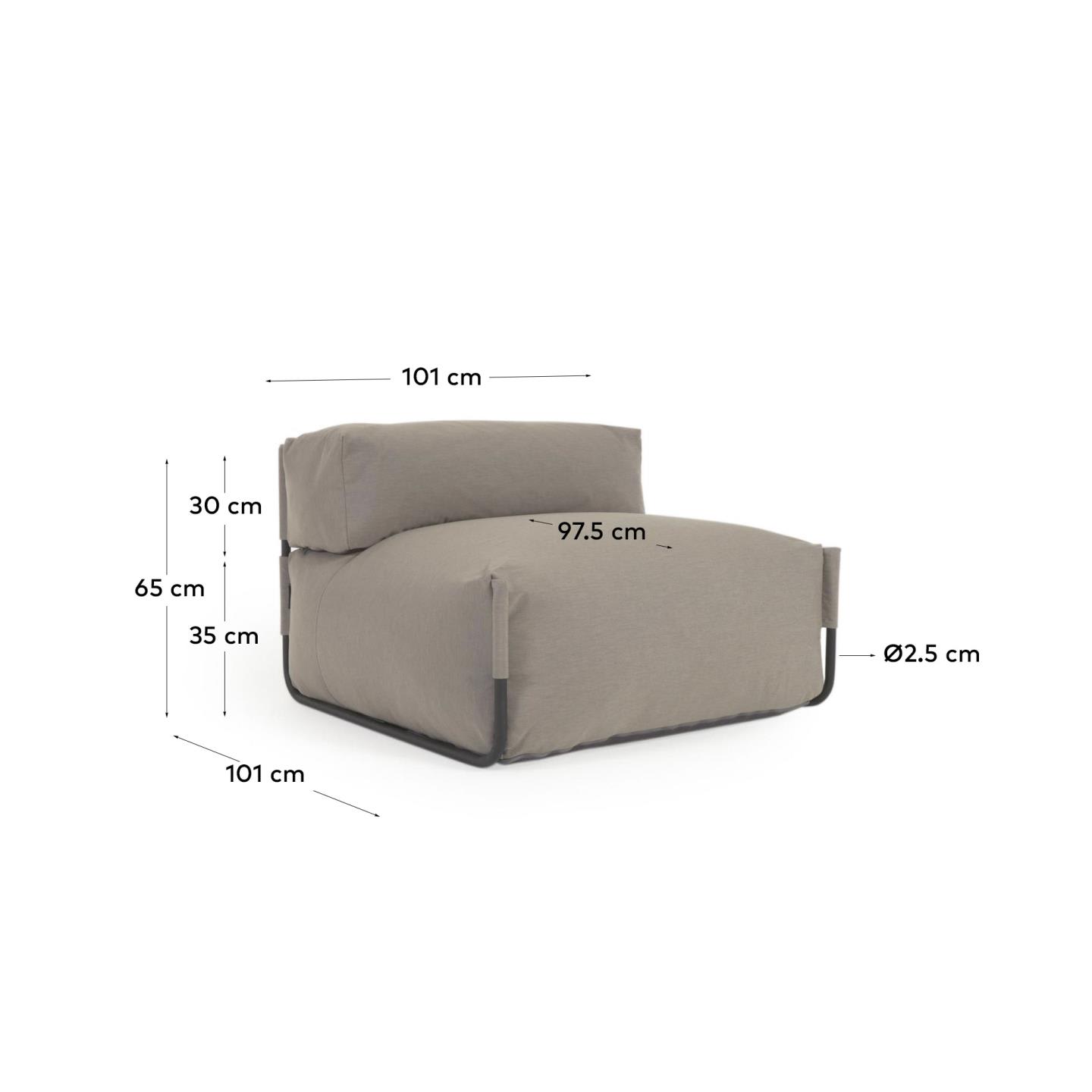 Square Pouf Modularsofa m. Rückenlehne 100% outdoor grün und Aluminium schwarz 101 x 101cm in Grün präsentiert im Onlineshop von KAQTU Design AG. Lounge Sofa ist von Kave Home