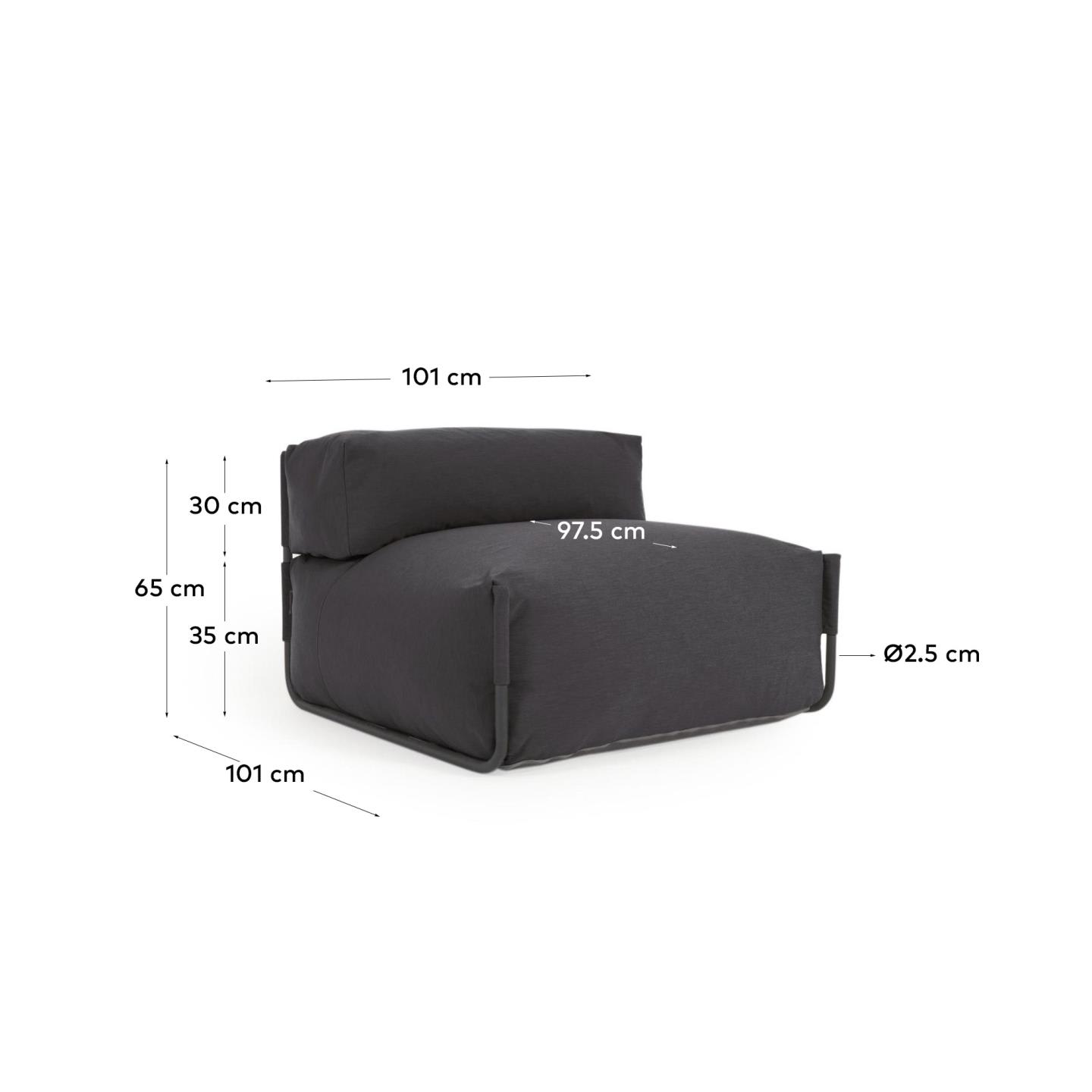 Square Pouf Modularsofa 100% outdoor m. Rückenlehne dunkelgrau Alu schwarz 101 x 101 cm in Grau präsentiert im Onlineshop von KAQTU Design AG. Lounge Sofa ist von Kave Home