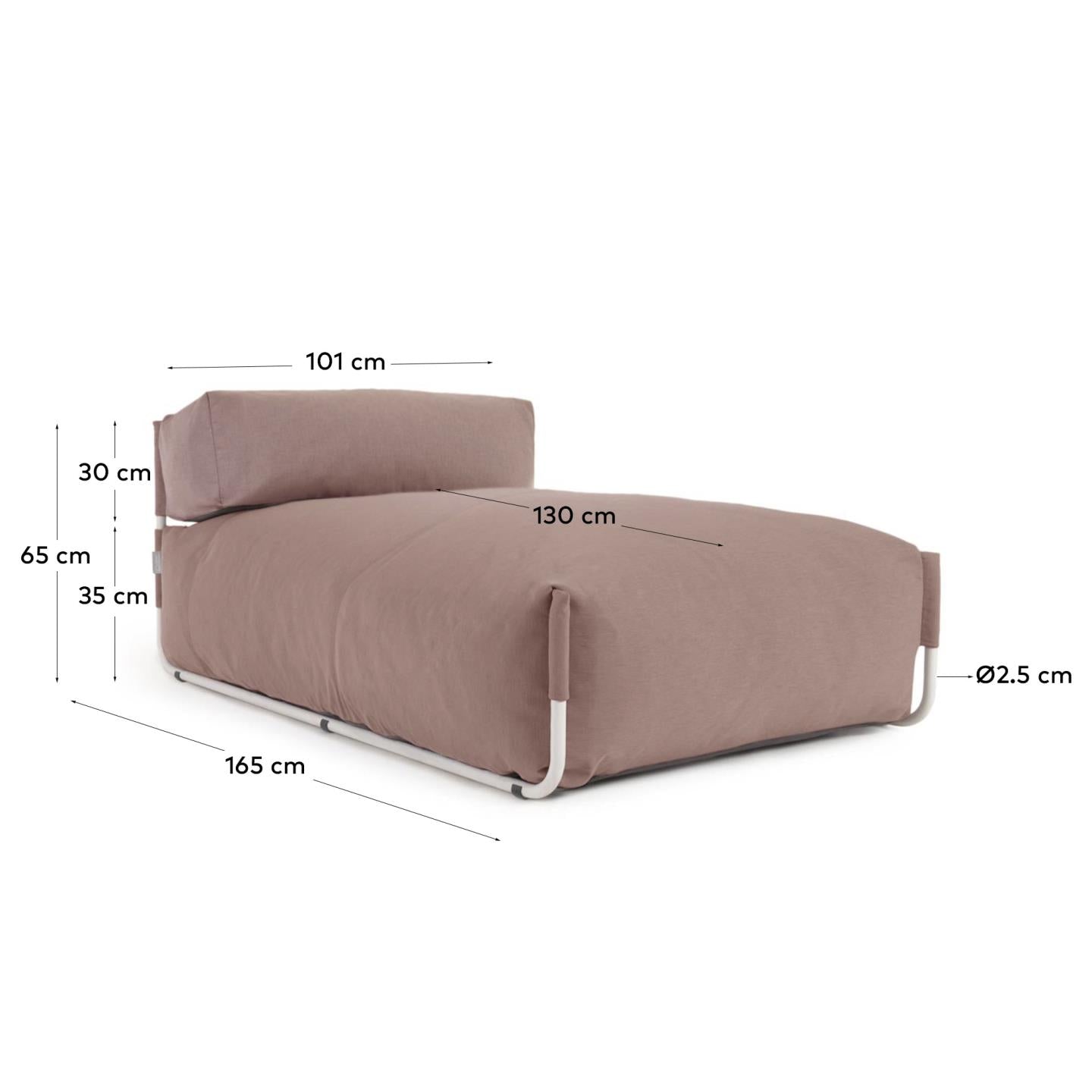 Square Pouf Modularsofa longue m. Rückenlehne 100% outdoor terrakotta Alu weiss 165x101cm in Terrakotta präsentiert im Onlineshop von KAQTU Design AG. Lounge Sofa ist von Kave Home