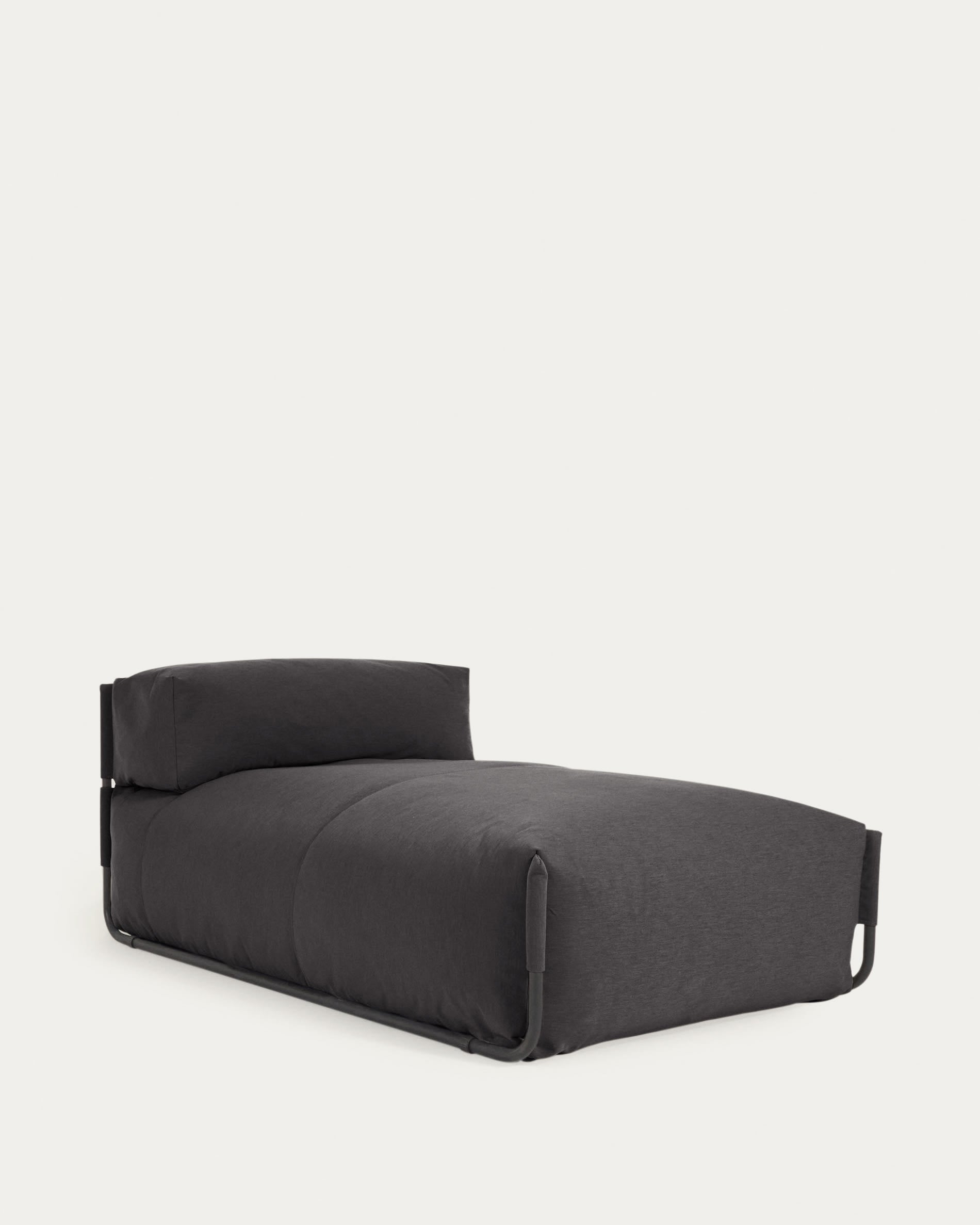 Square Pouf Modularsofa longue 100%outdoor m. Rückenlehne dunkelgrau Alu schwarz 165x101cm in Grau präsentiert im Onlineshop von KAQTU Design AG. Lounge Sofa ist von Kave Home