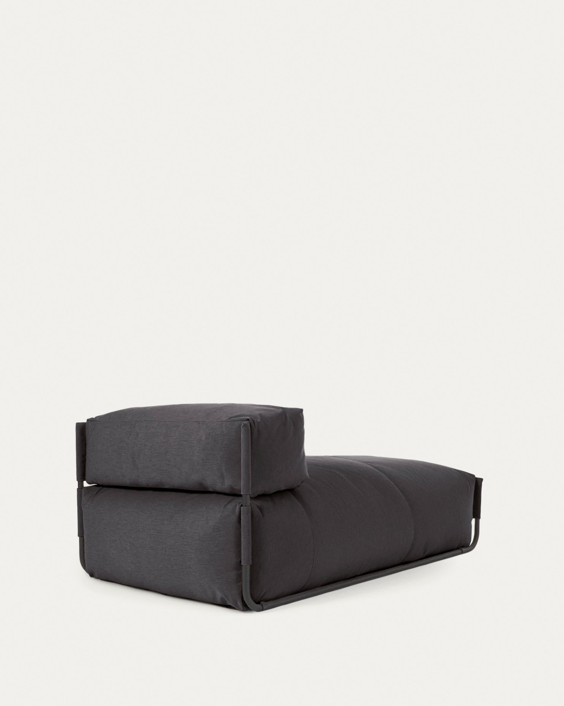 Square Pouf Modularsofa longue 100%outdoor m. Rückenlehne dunkelgrau Alu schwarz 165x101cm in Grau präsentiert im Onlineshop von KAQTU Design AG. Lounge Sofa ist von Kave Home