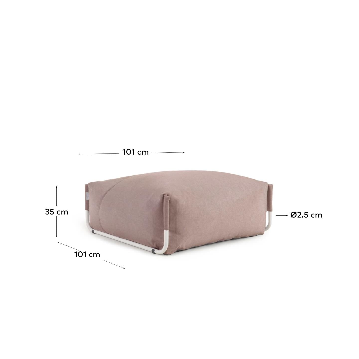 Square Pouf Modularsofa 100% für Outdoor terrakotta und weisses Aluminium 101 x 101 cm in Terrakotta präsentiert im Onlineshop von KAQTU Design AG. Lounge Sofa ist von Kave Home